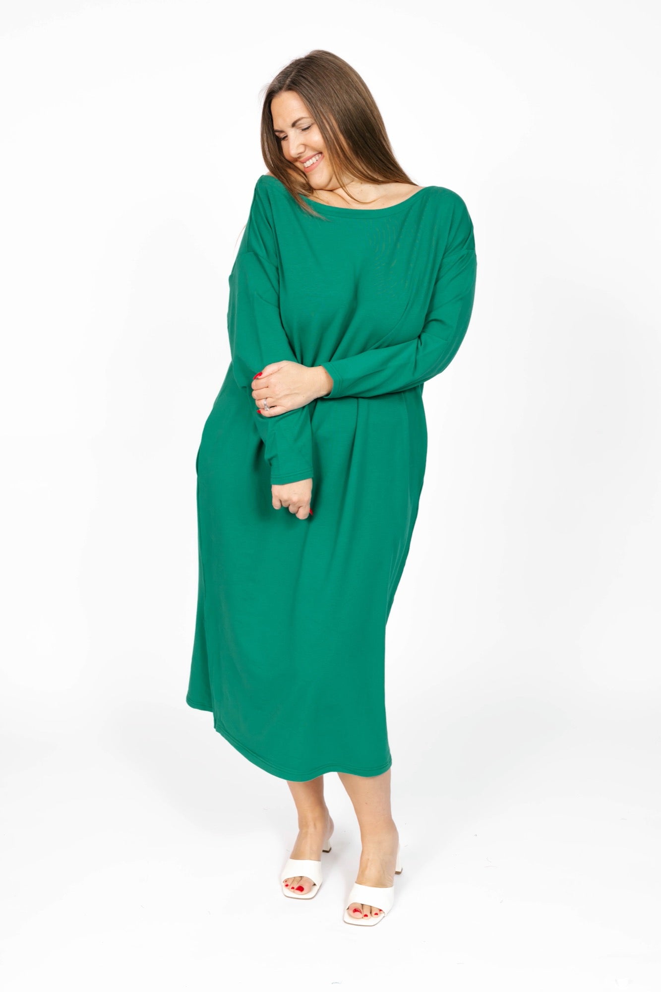 All Day Midi Dress in Holly Green