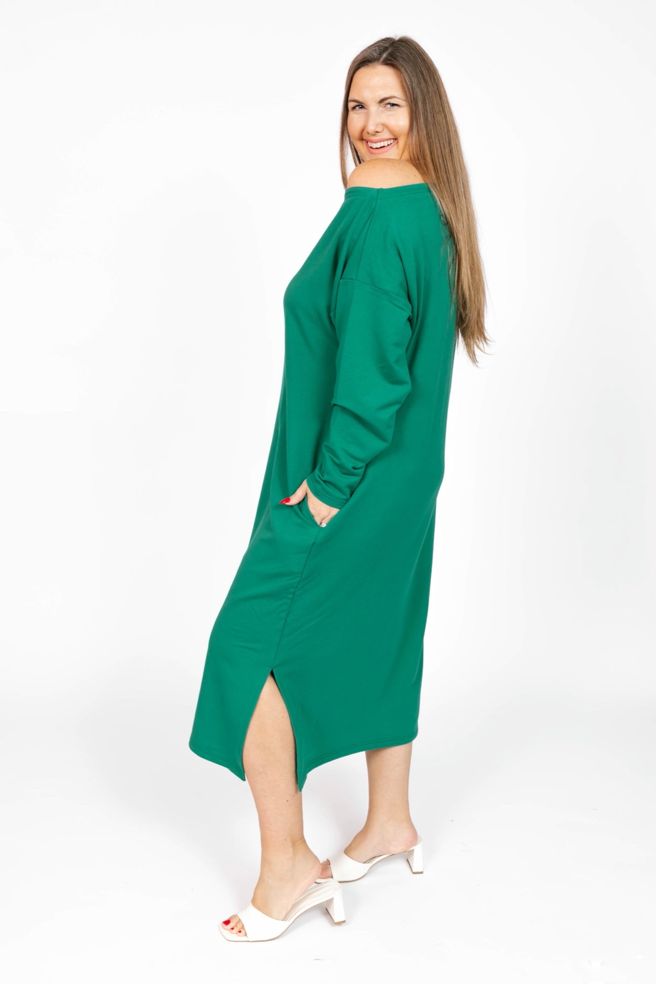 All Day Midi Dress in Holly Green