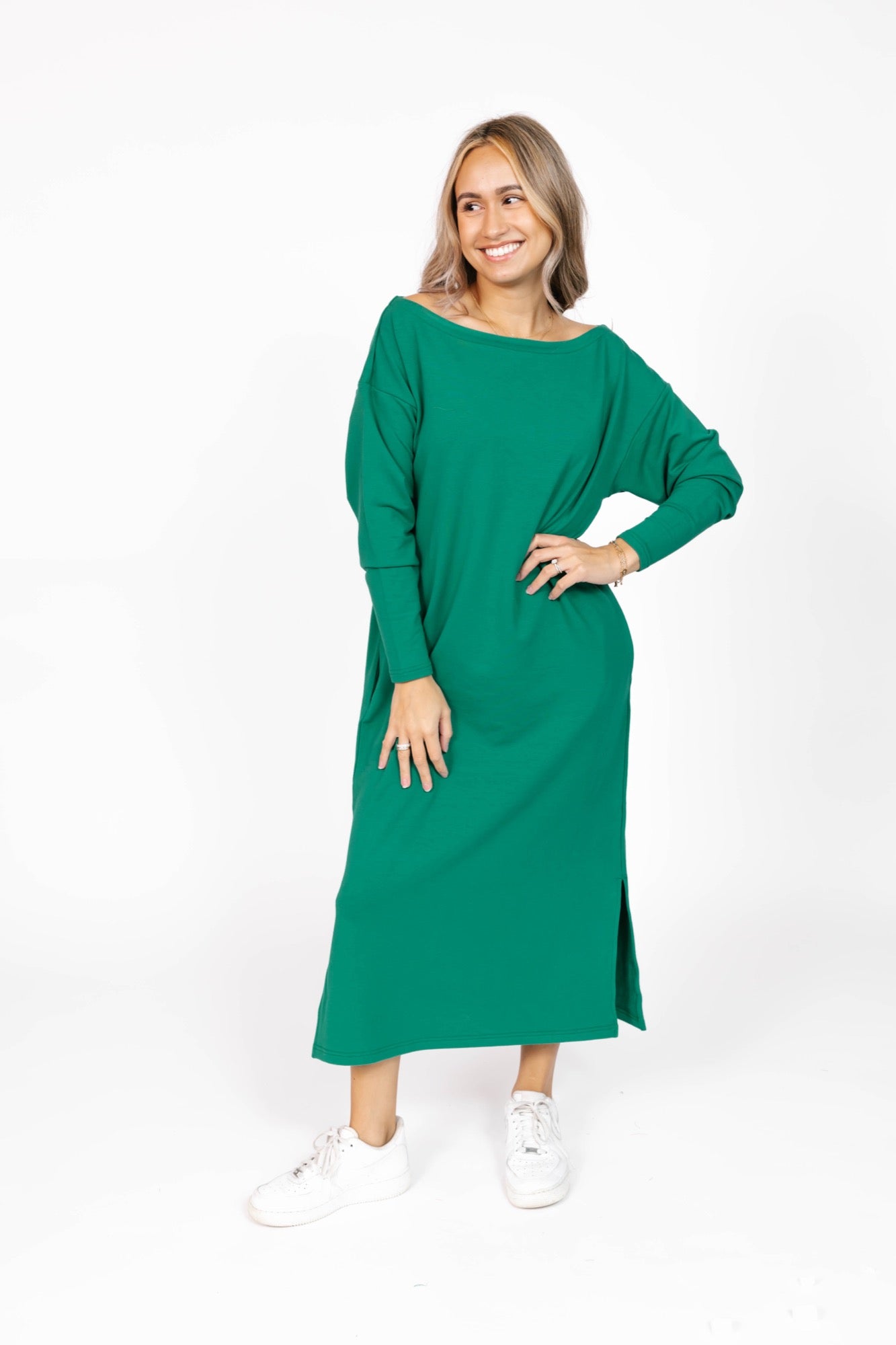 All Day Midi Dress in Holly Green