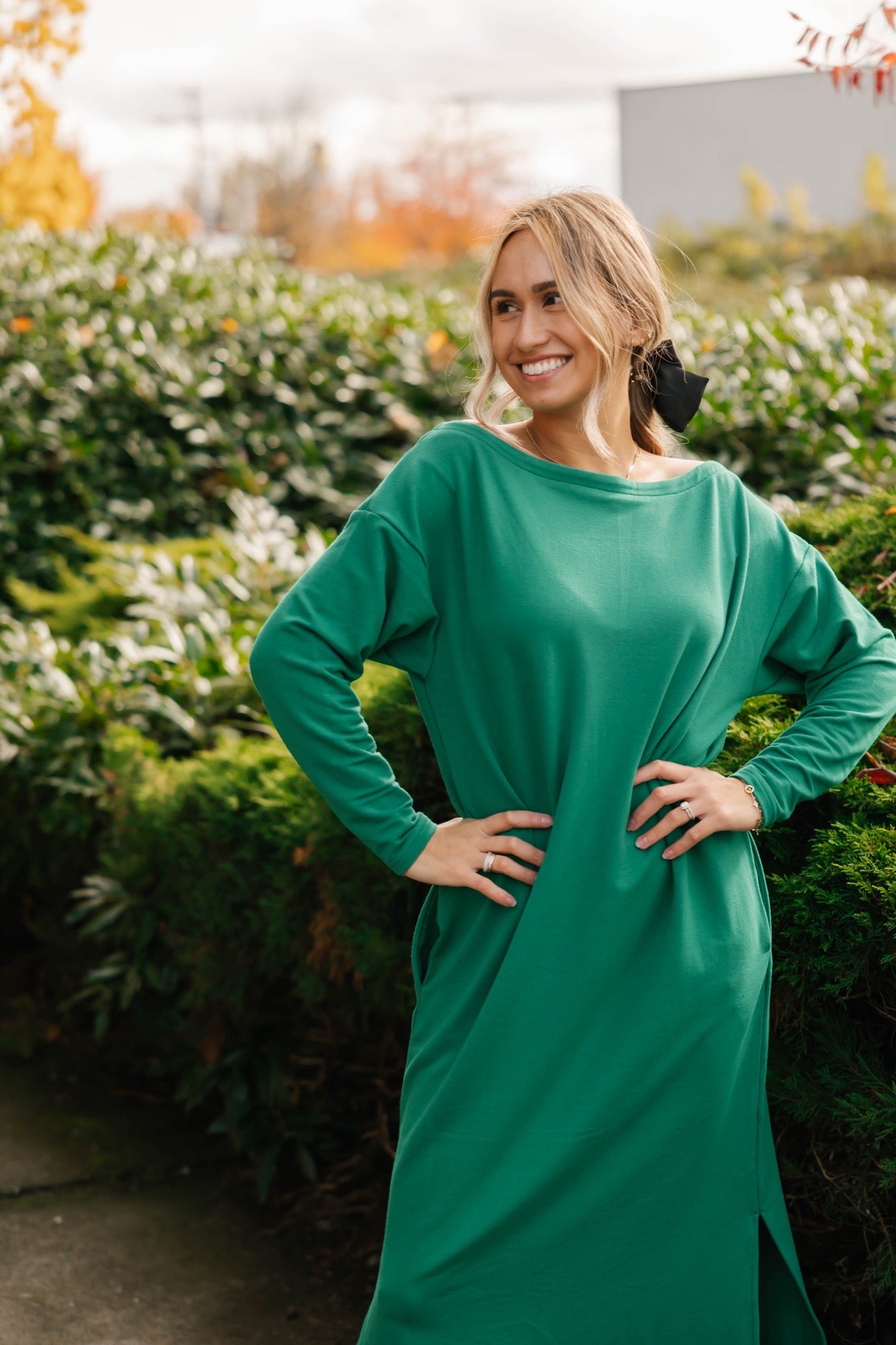 All Day Midi Dress in Holly Green