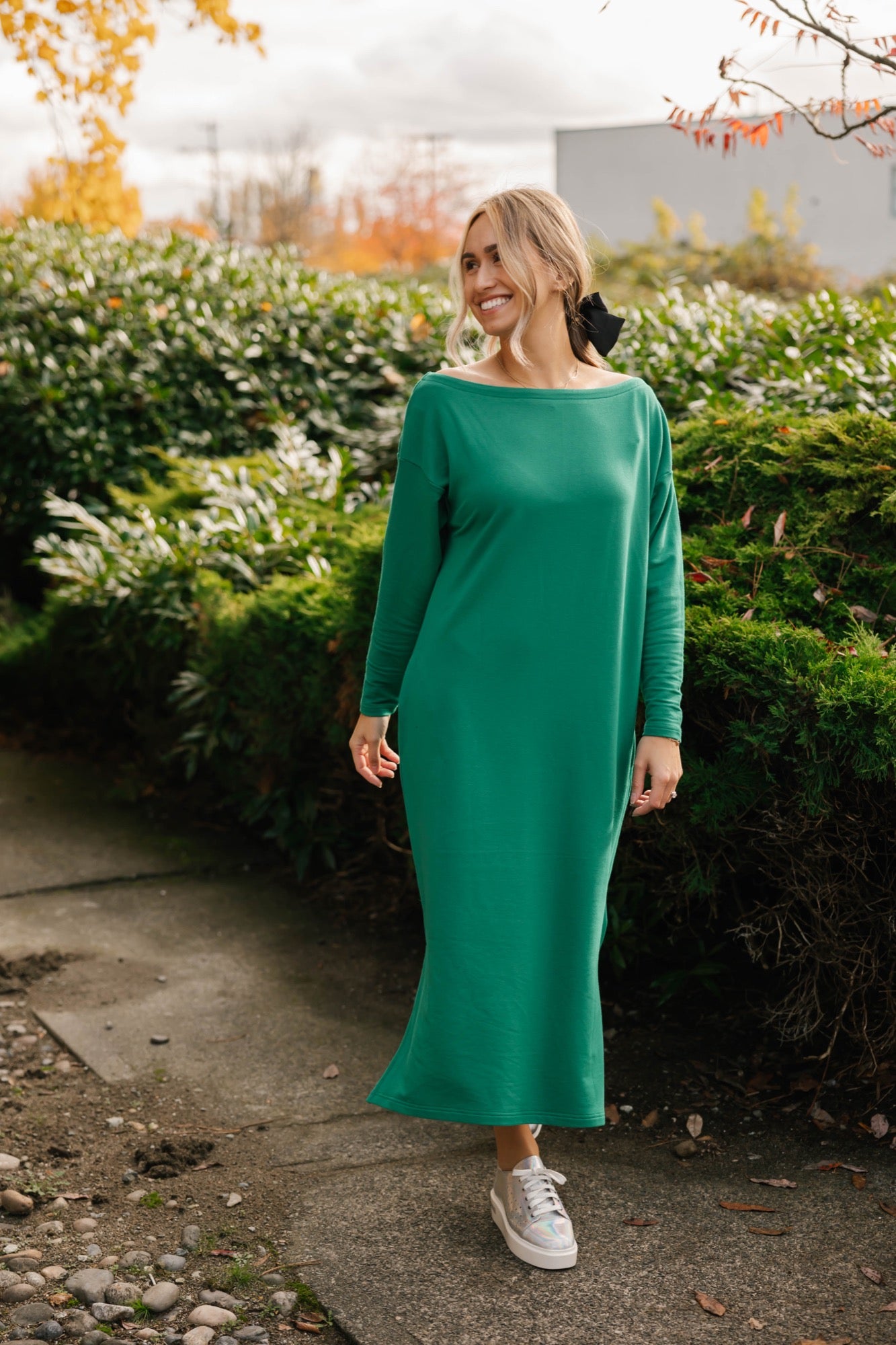 All Day Midi Dress in Holly Green