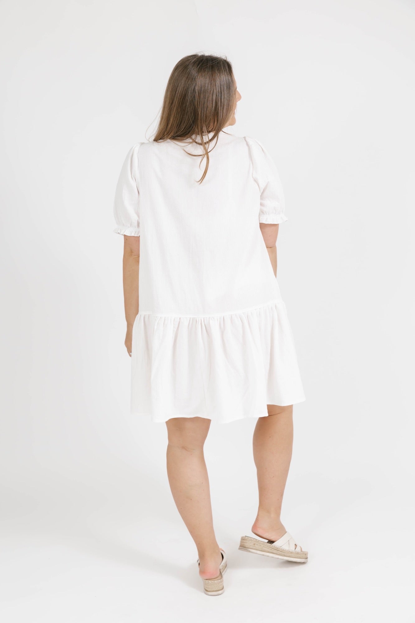 Amber Puff Sleeve Mini Dress in Ivory