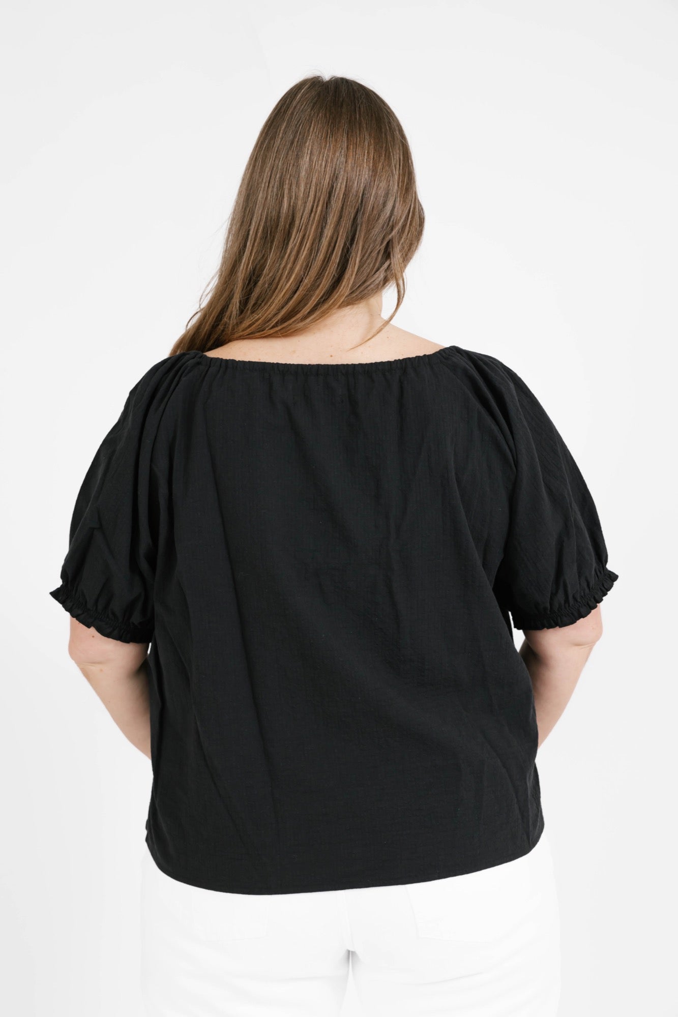 Amber Puff Sleeve Top in Midnight Black