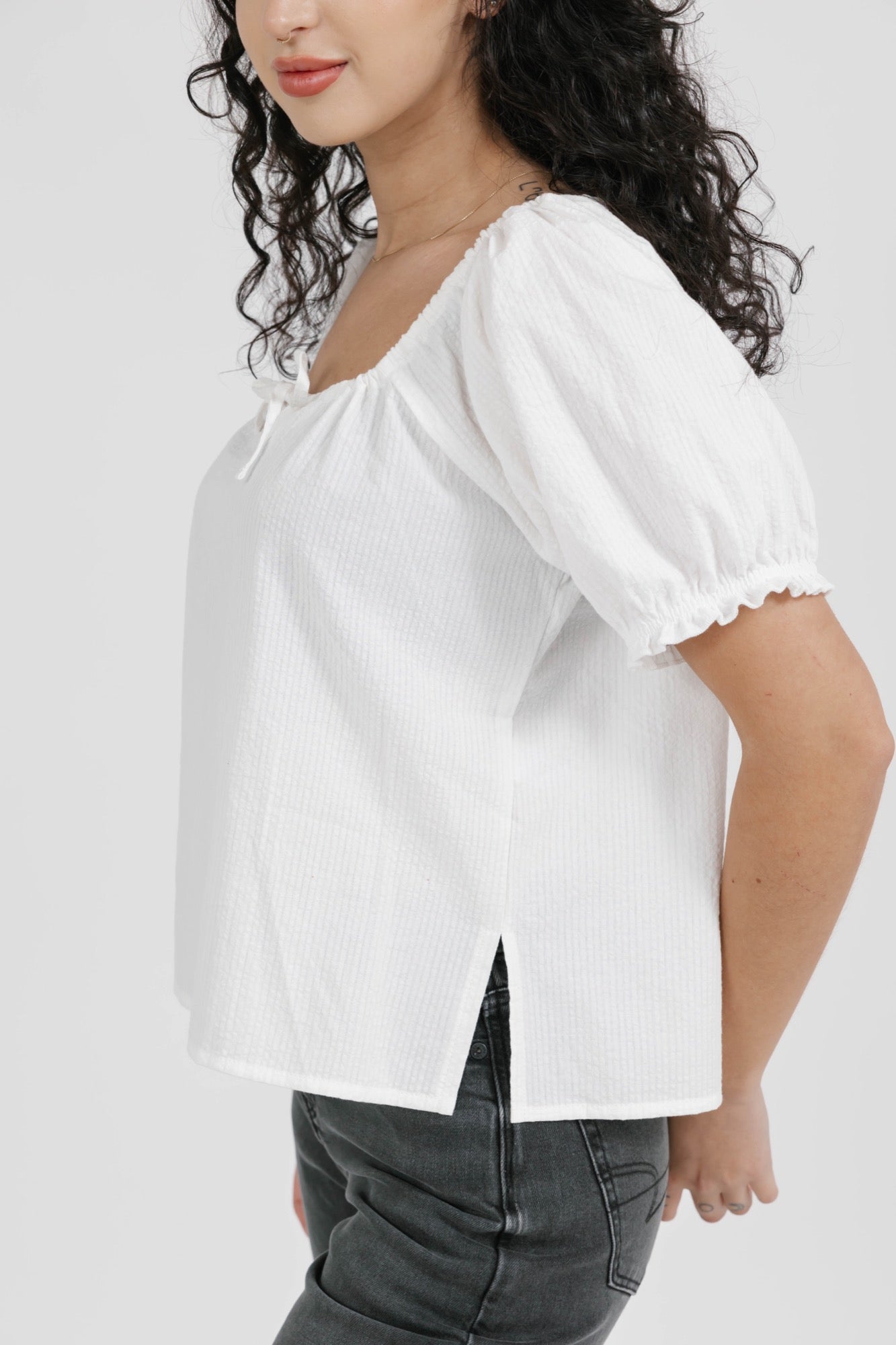 Amber Puff Sleeve Top in Ivory
