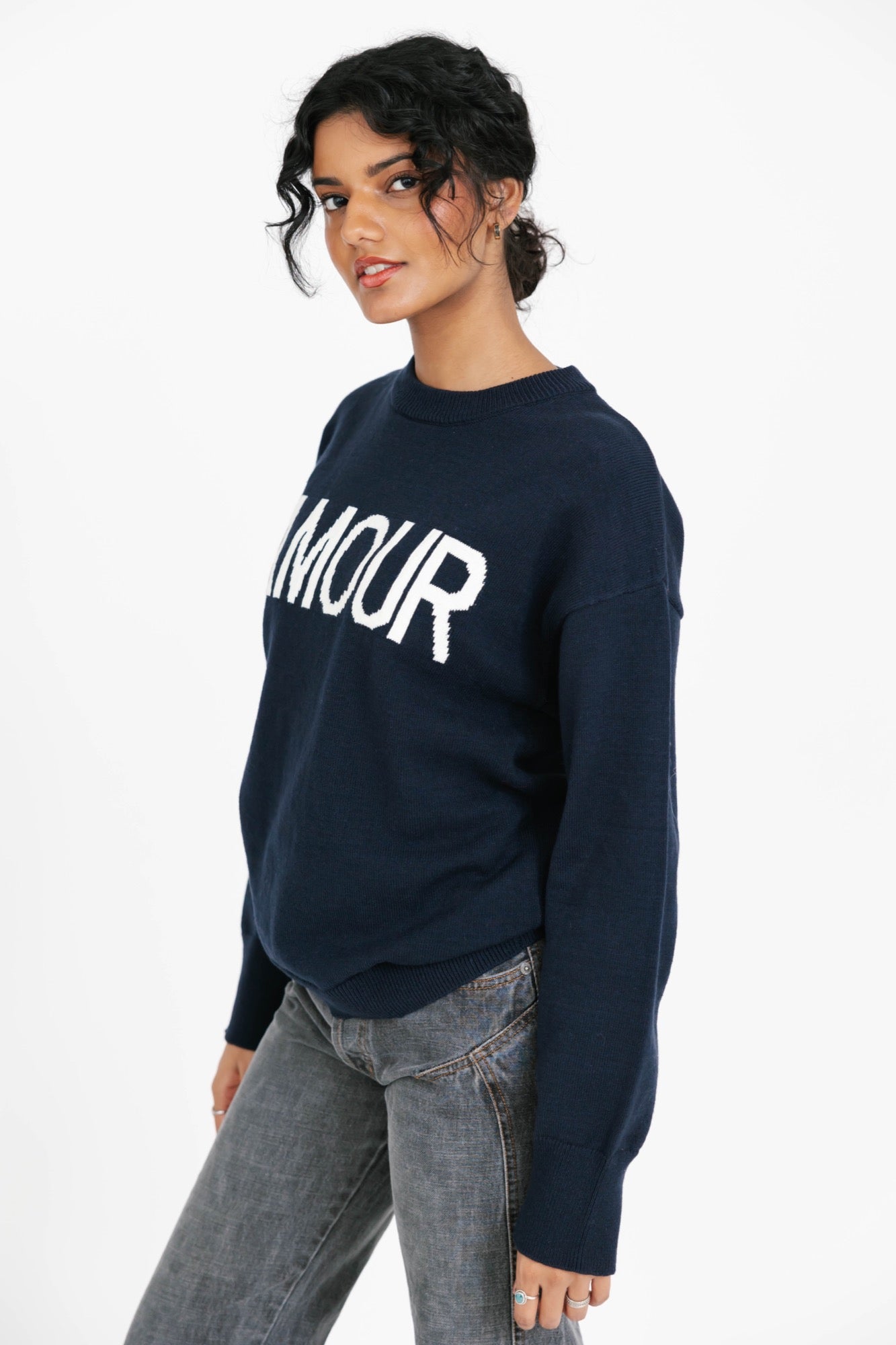 Amour Sweater in Navy/Ivory