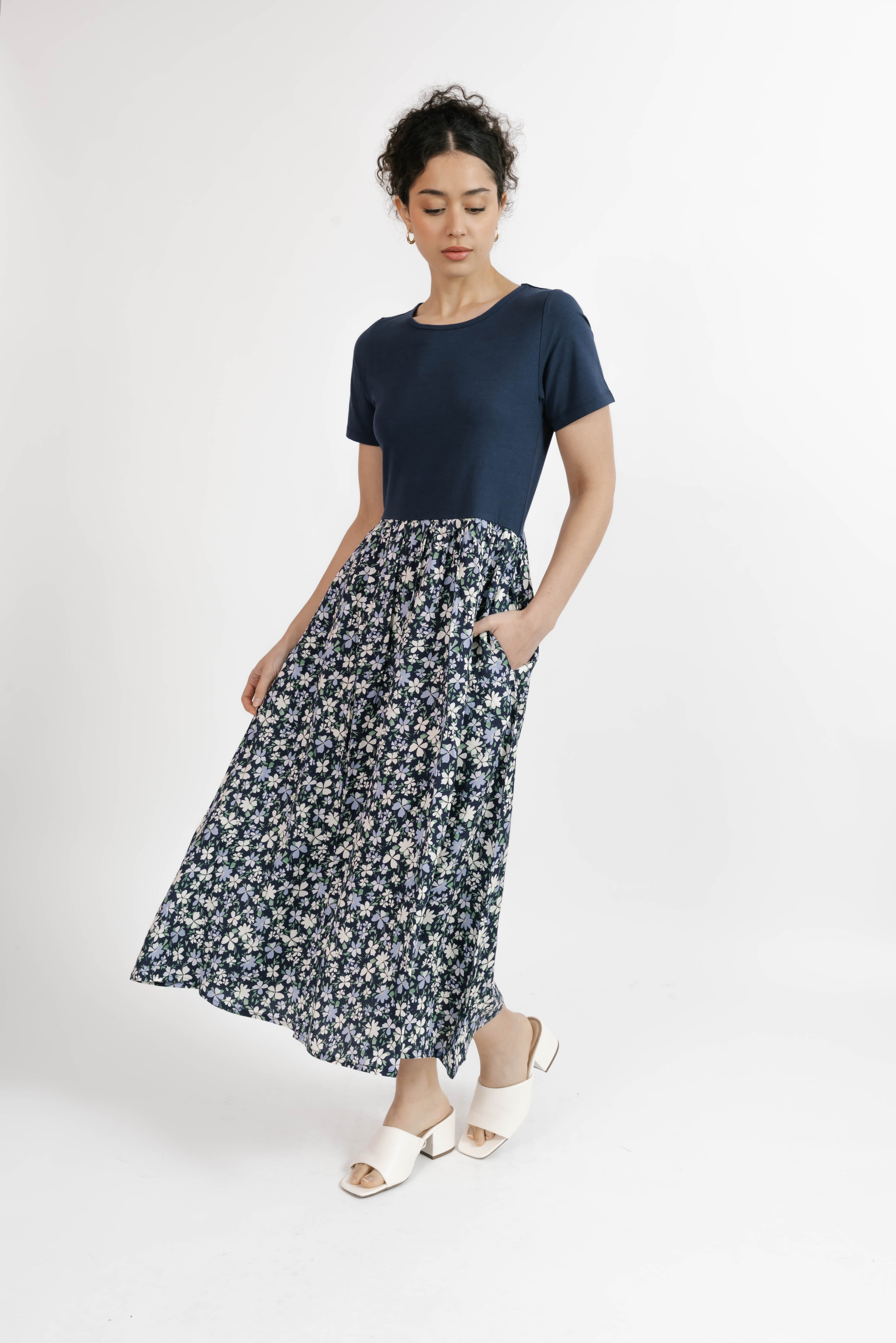 Andi Midi Dress in Navy/Floral
