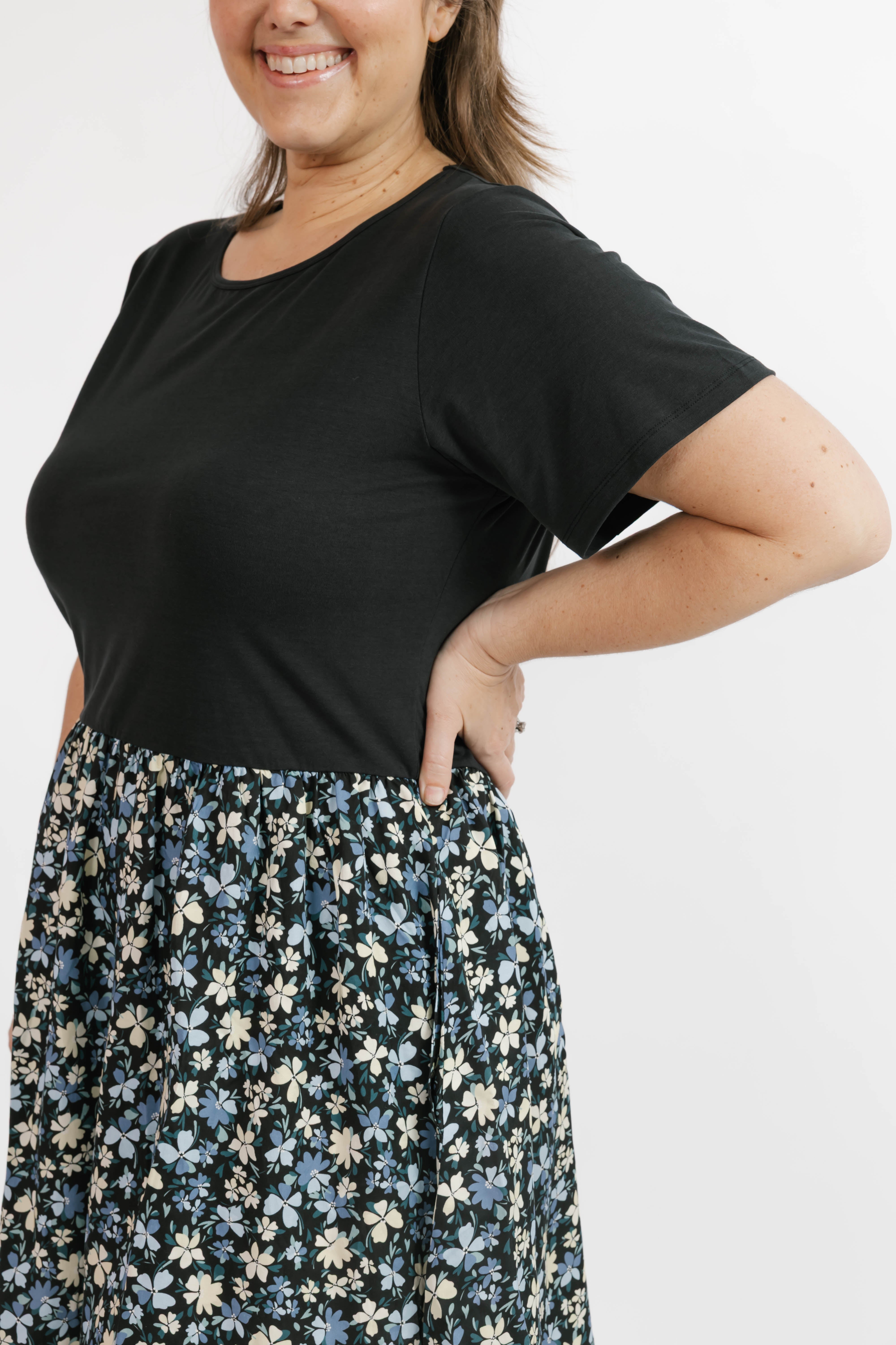 Andi Mini Dress in Black/Floral