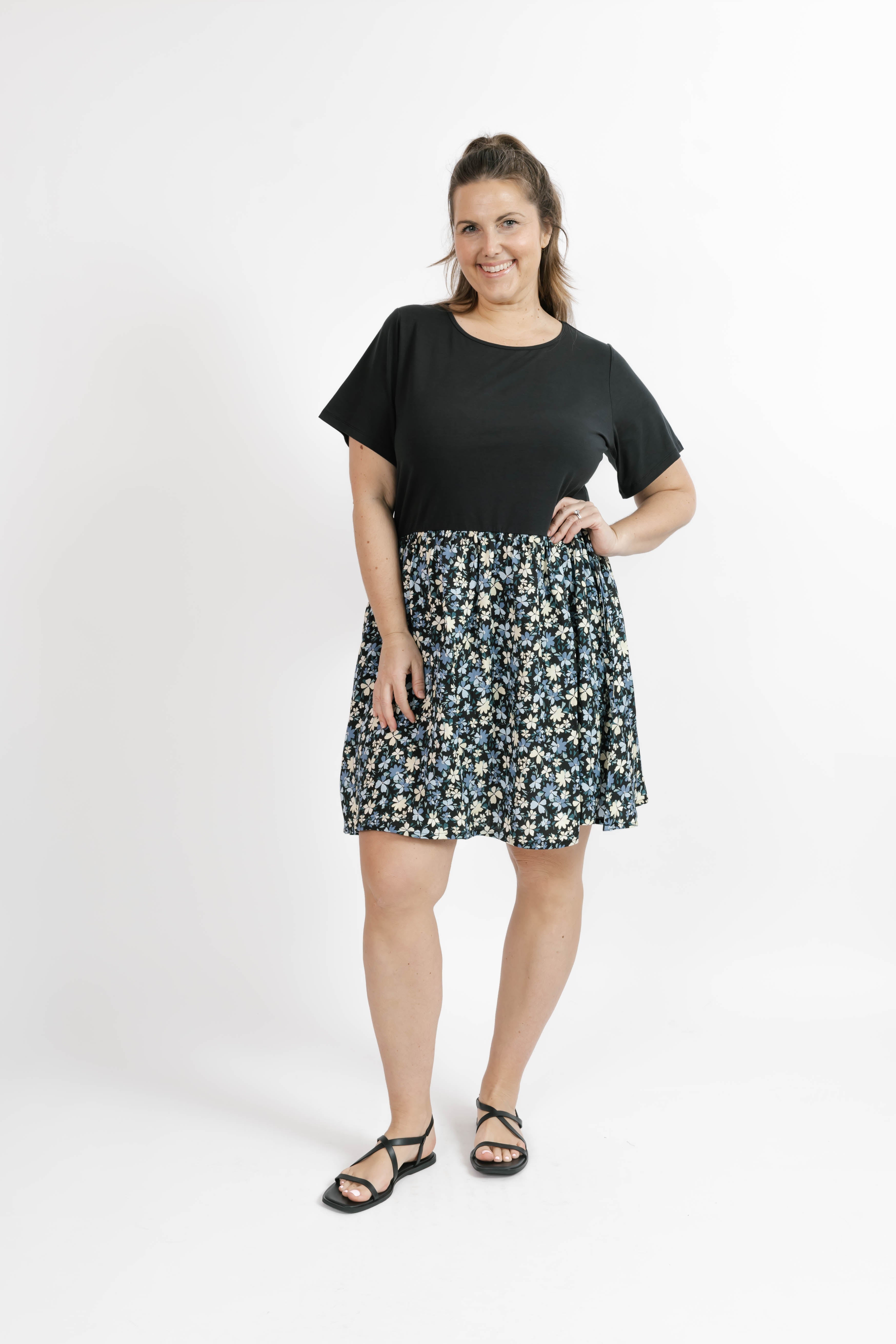 Andi Mini Dress in Black/Floral