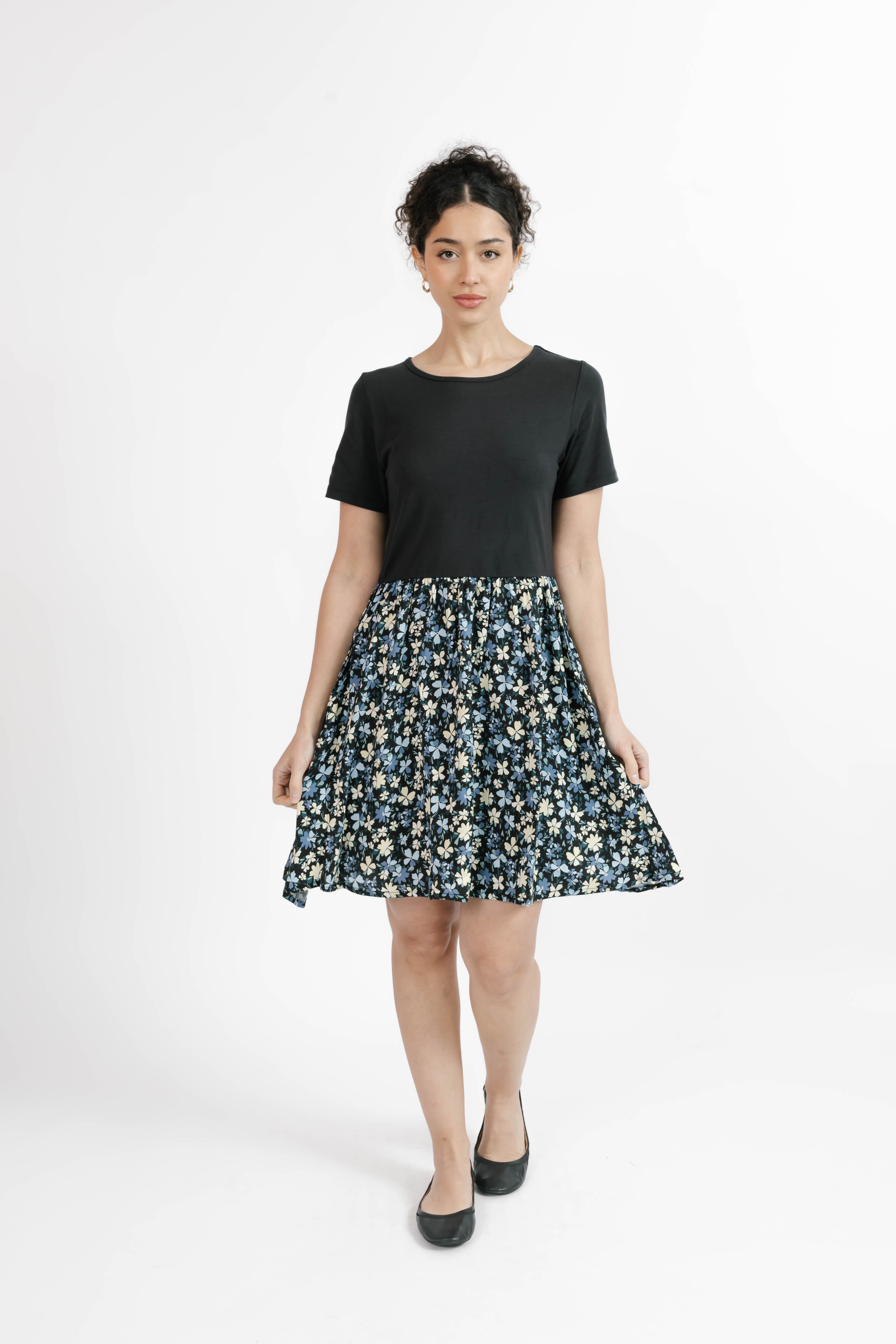Andi Mini Dress in Black/Floral