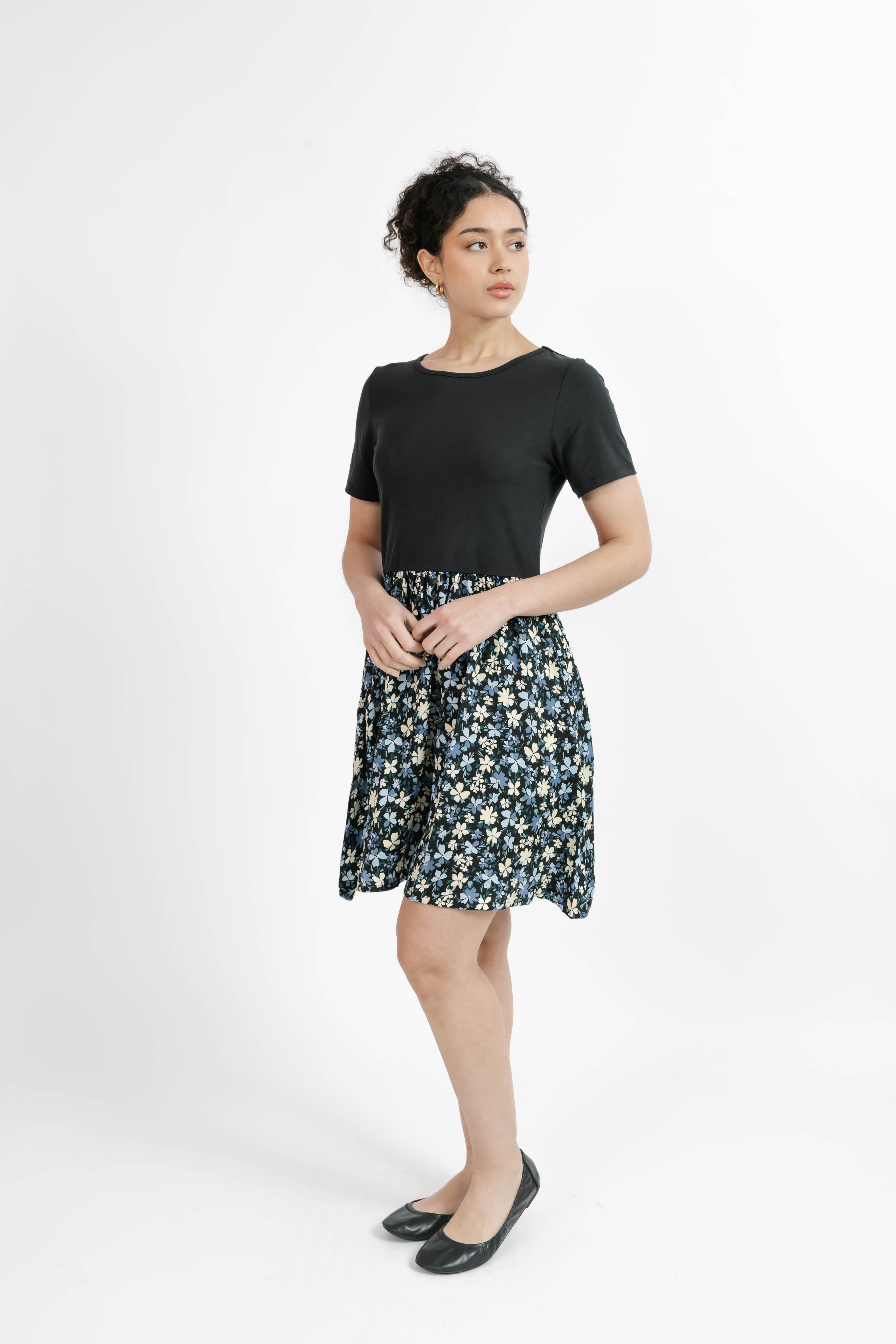 Andi Mini Dress in Black/Floral