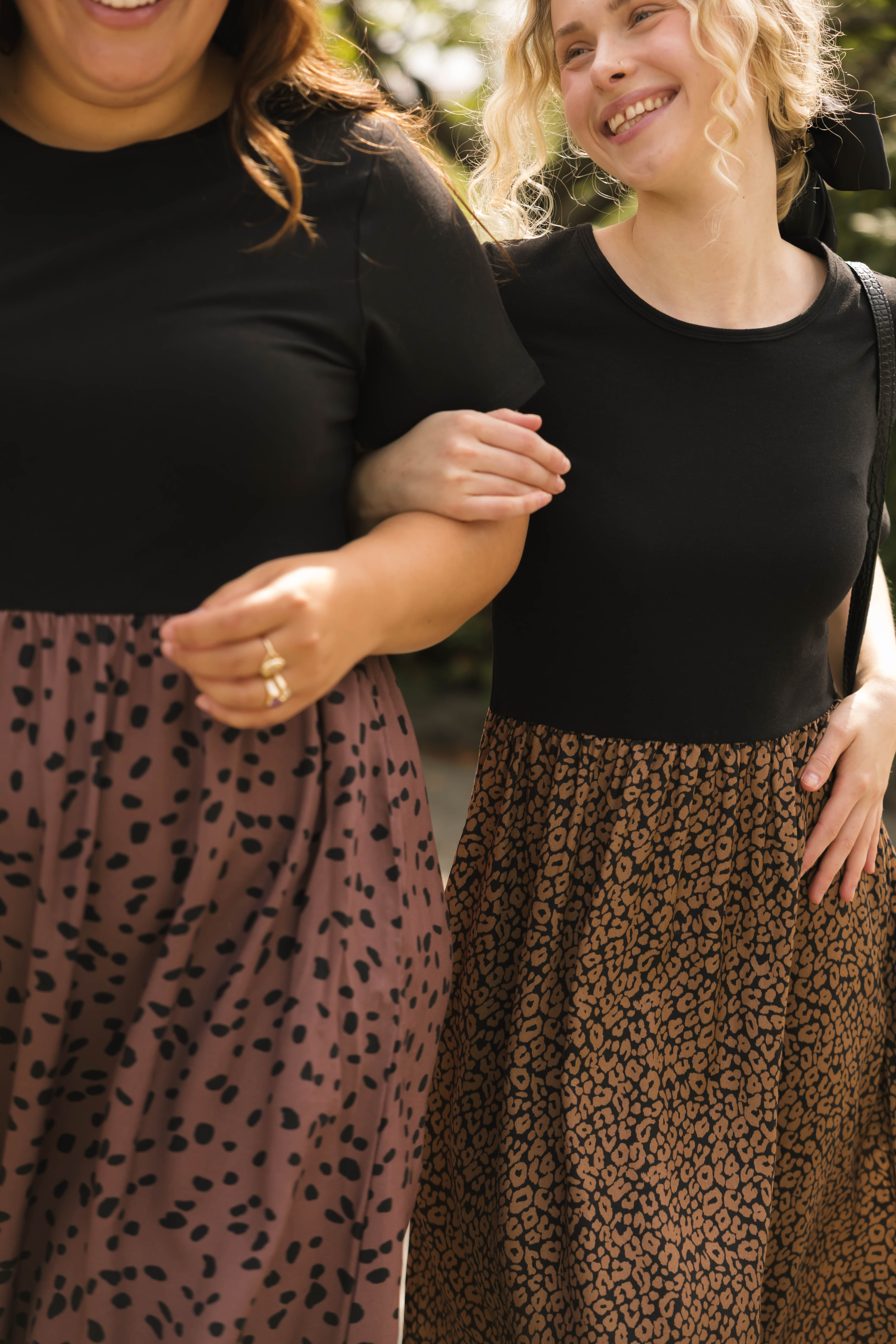 Andi Midi Dress in Midnight Black/Leopard