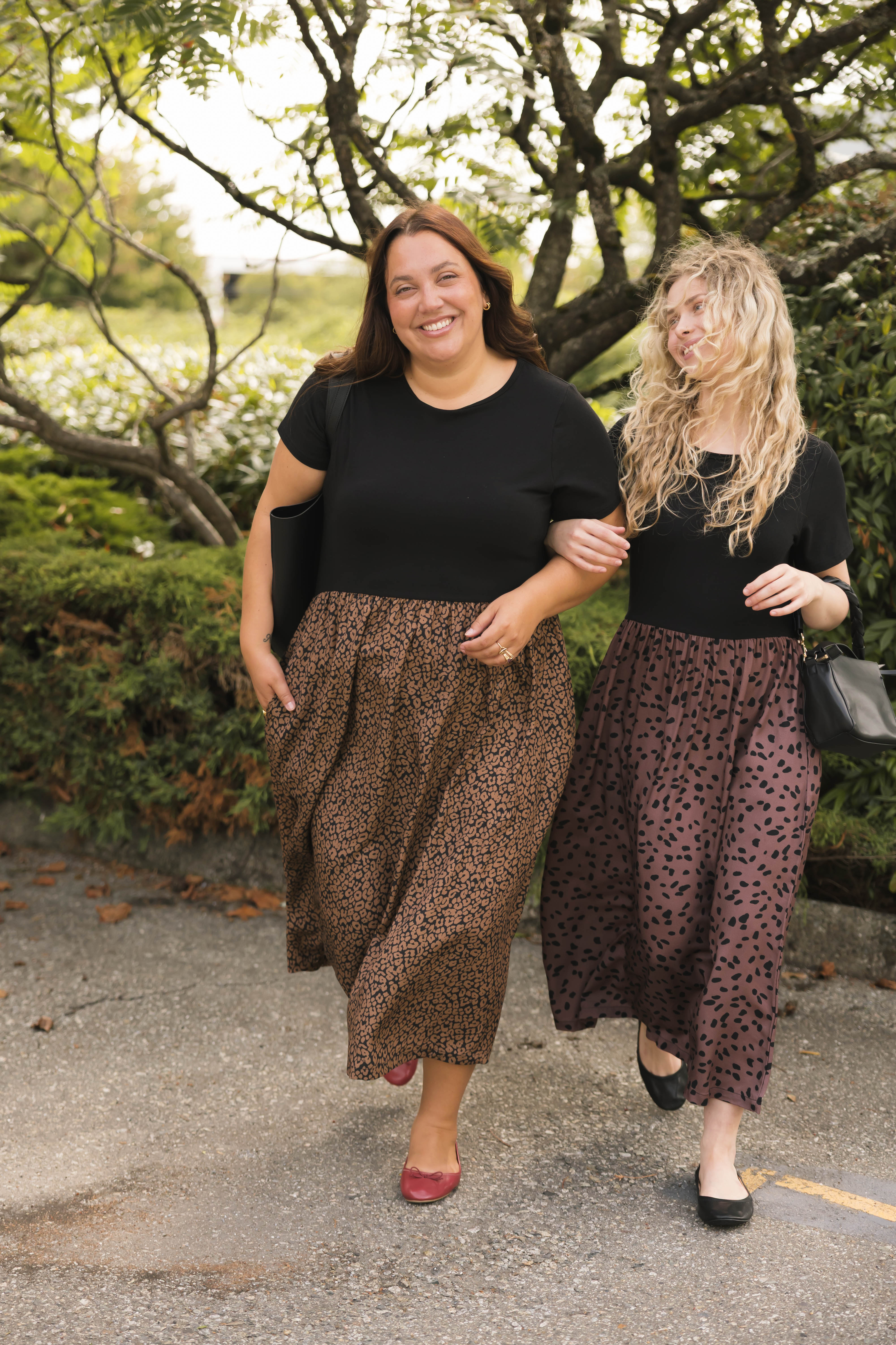 Andi Midi Dress in Midnight Black/Leopard