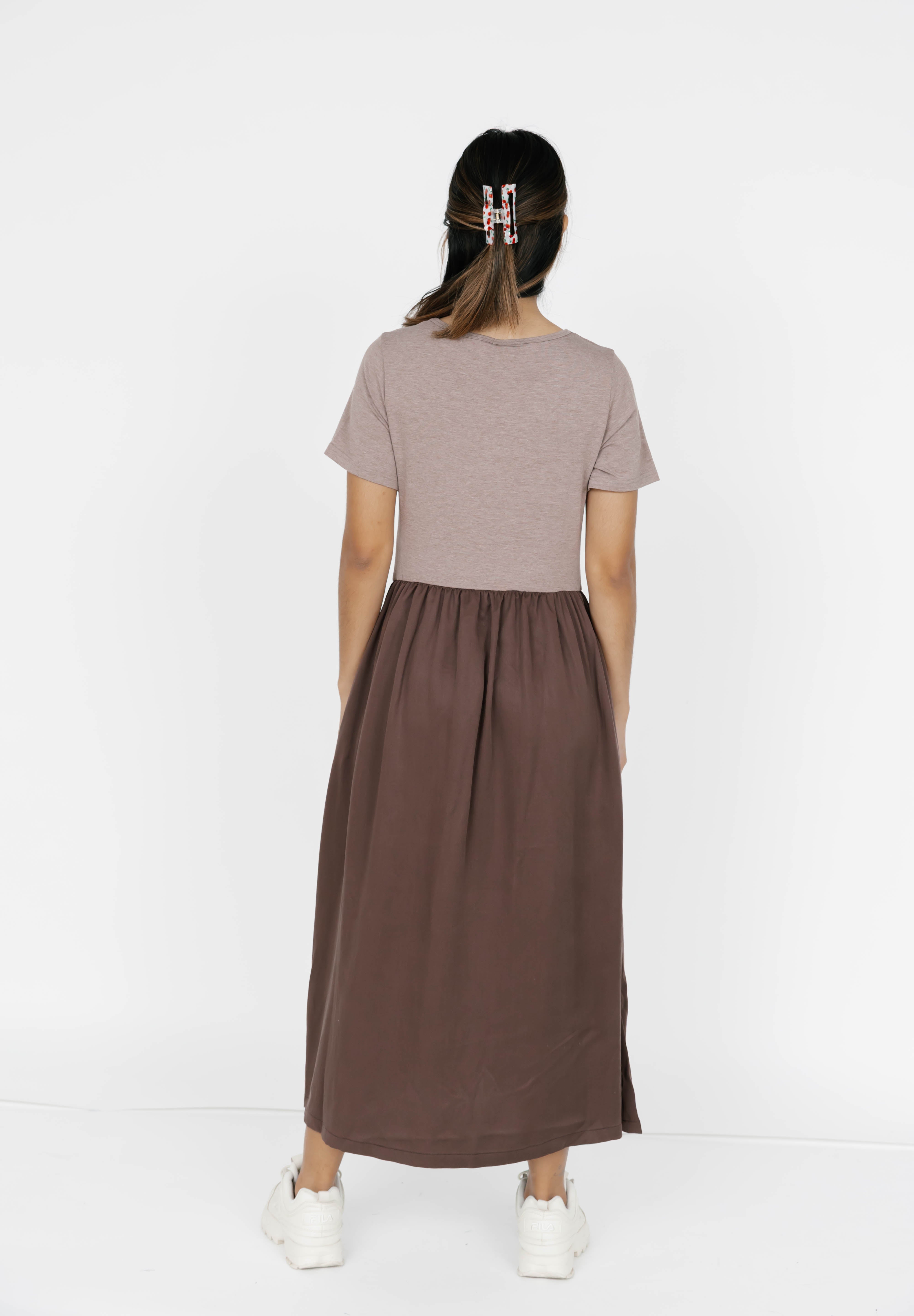 Andi Midi Dress in Mocha Brown/Espresso