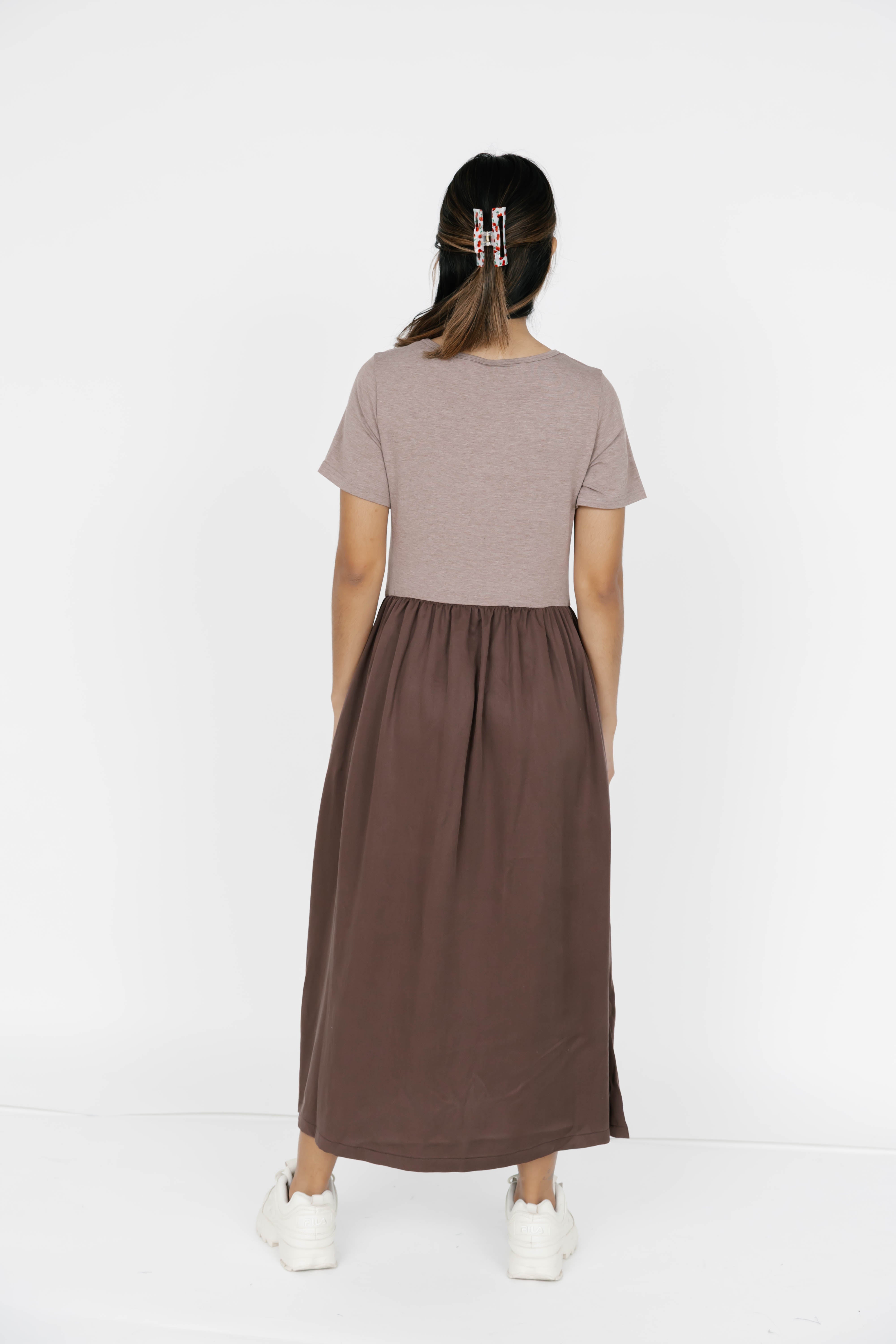 Andi Midi Dress in Mocha Brown/Espresso