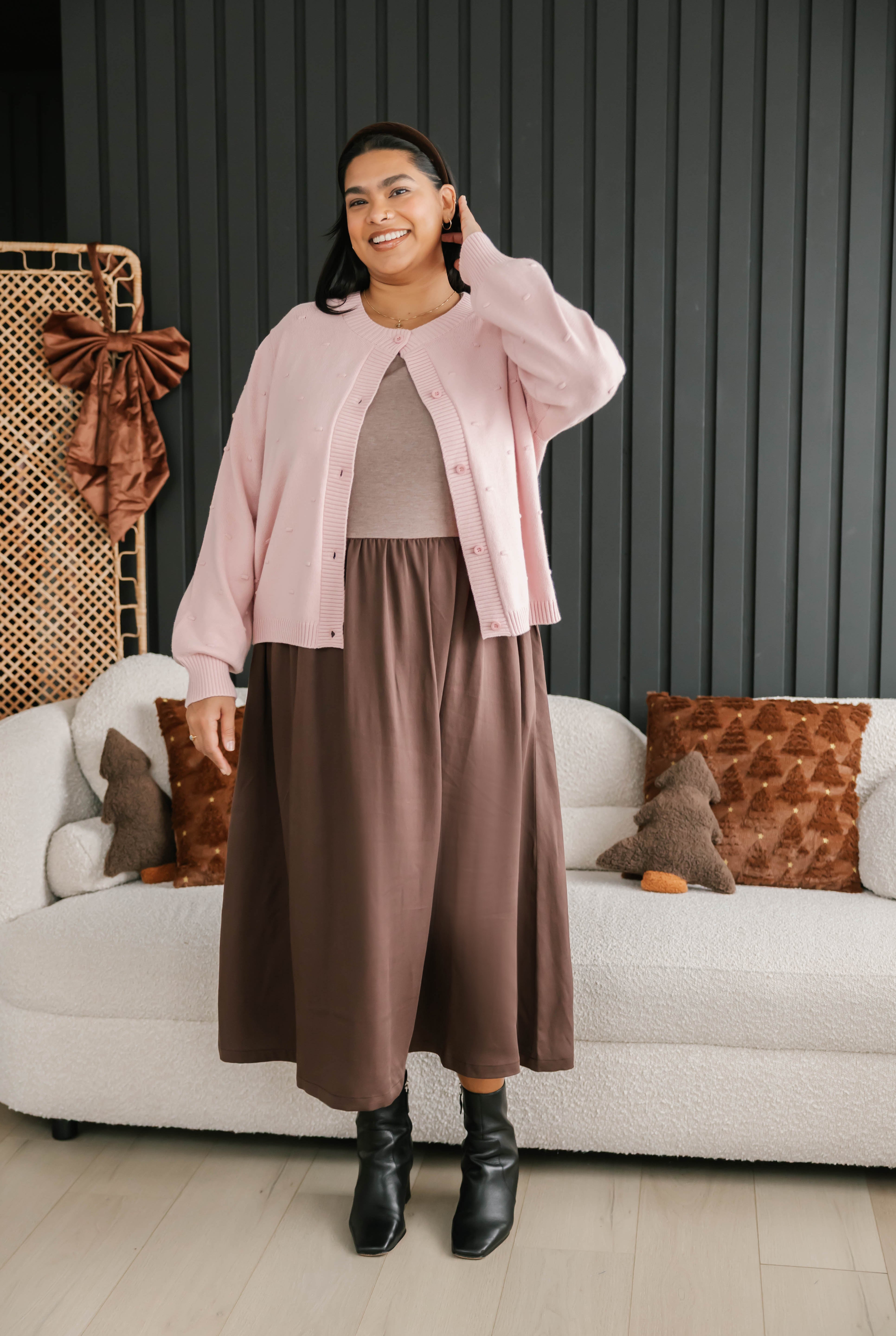 Andi Midi Dress in Mocha Brown/Espresso