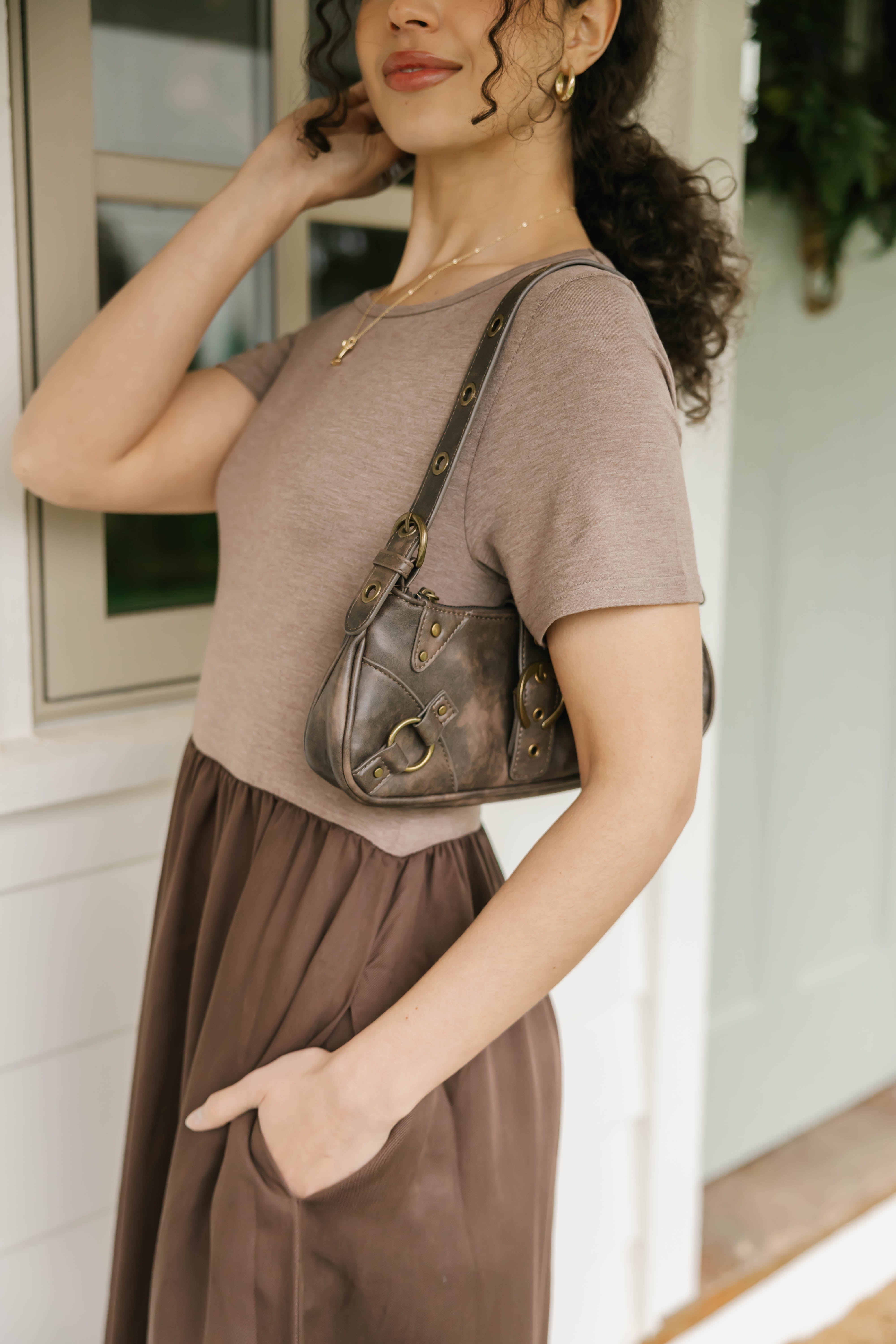 Andi Midi Dress in Mocha Brown/Espresso