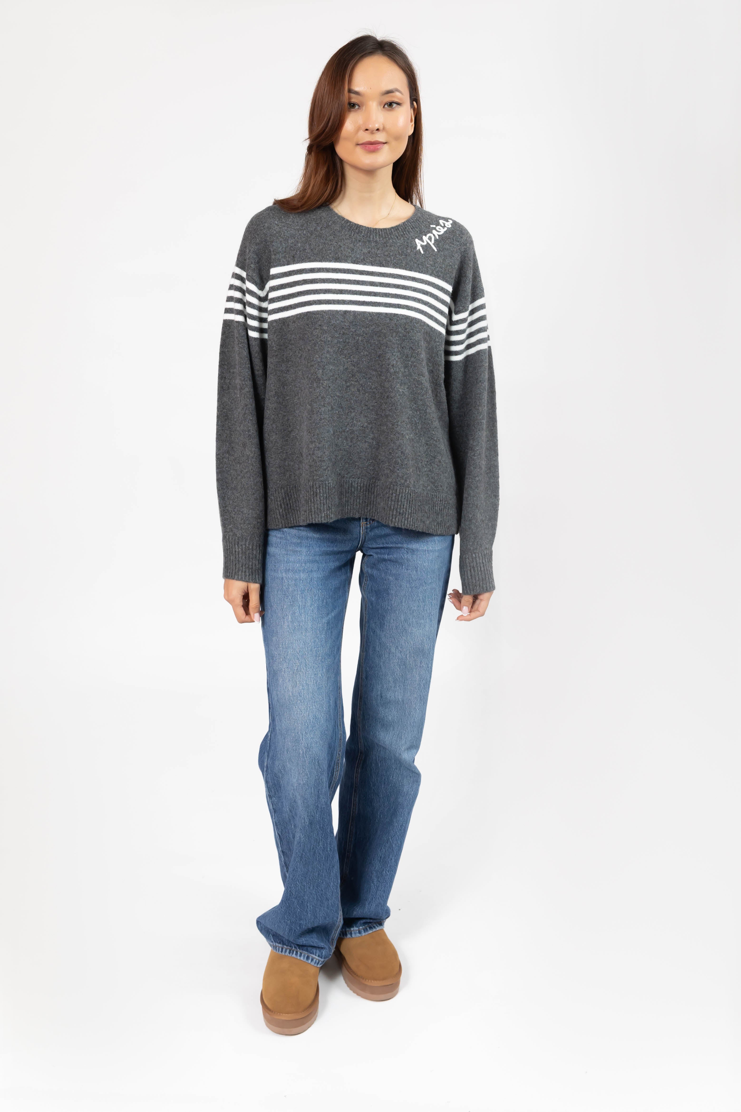 Apres Sweater in Grey/White Stripe