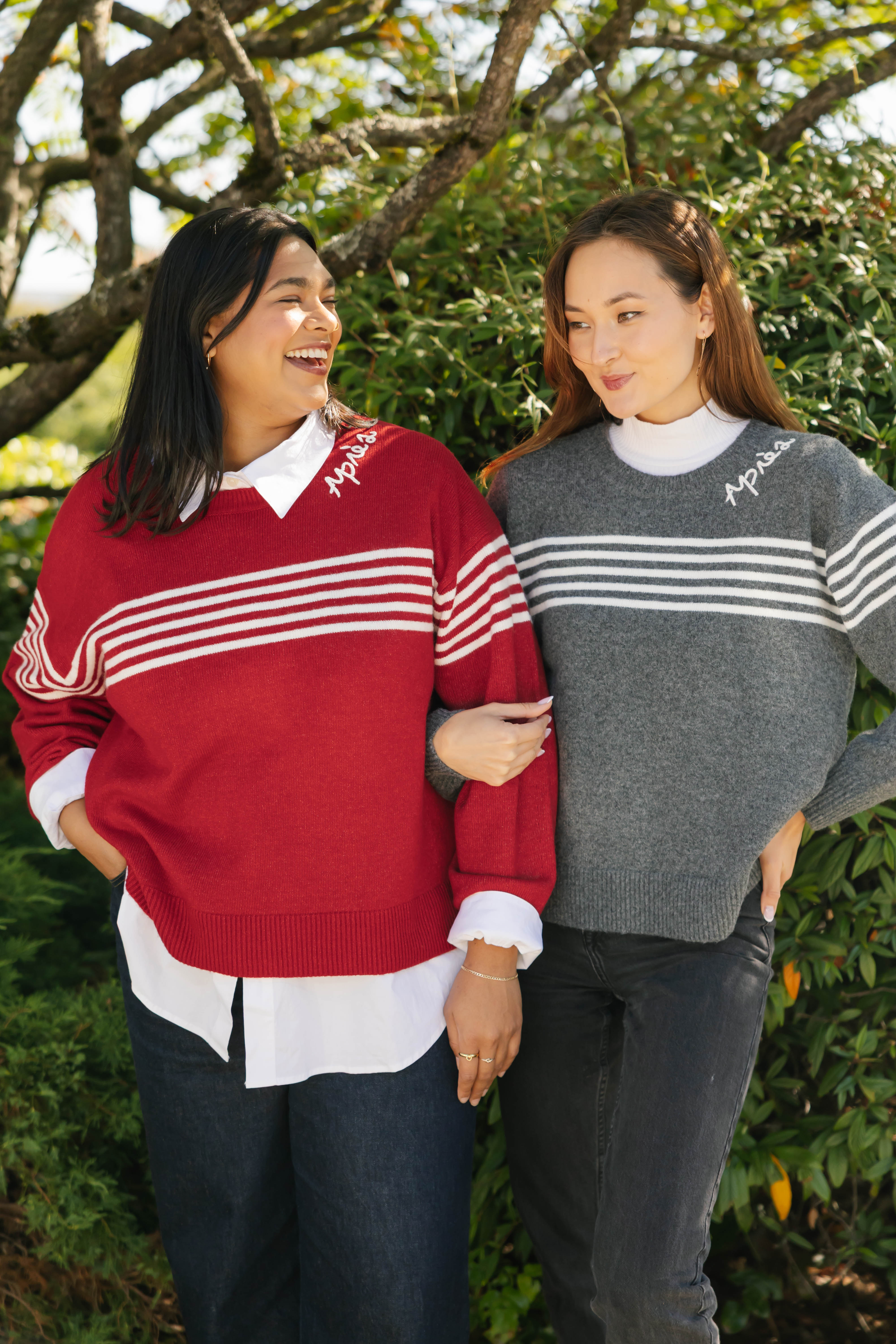 Apres Sweater in Grey/White Stripe