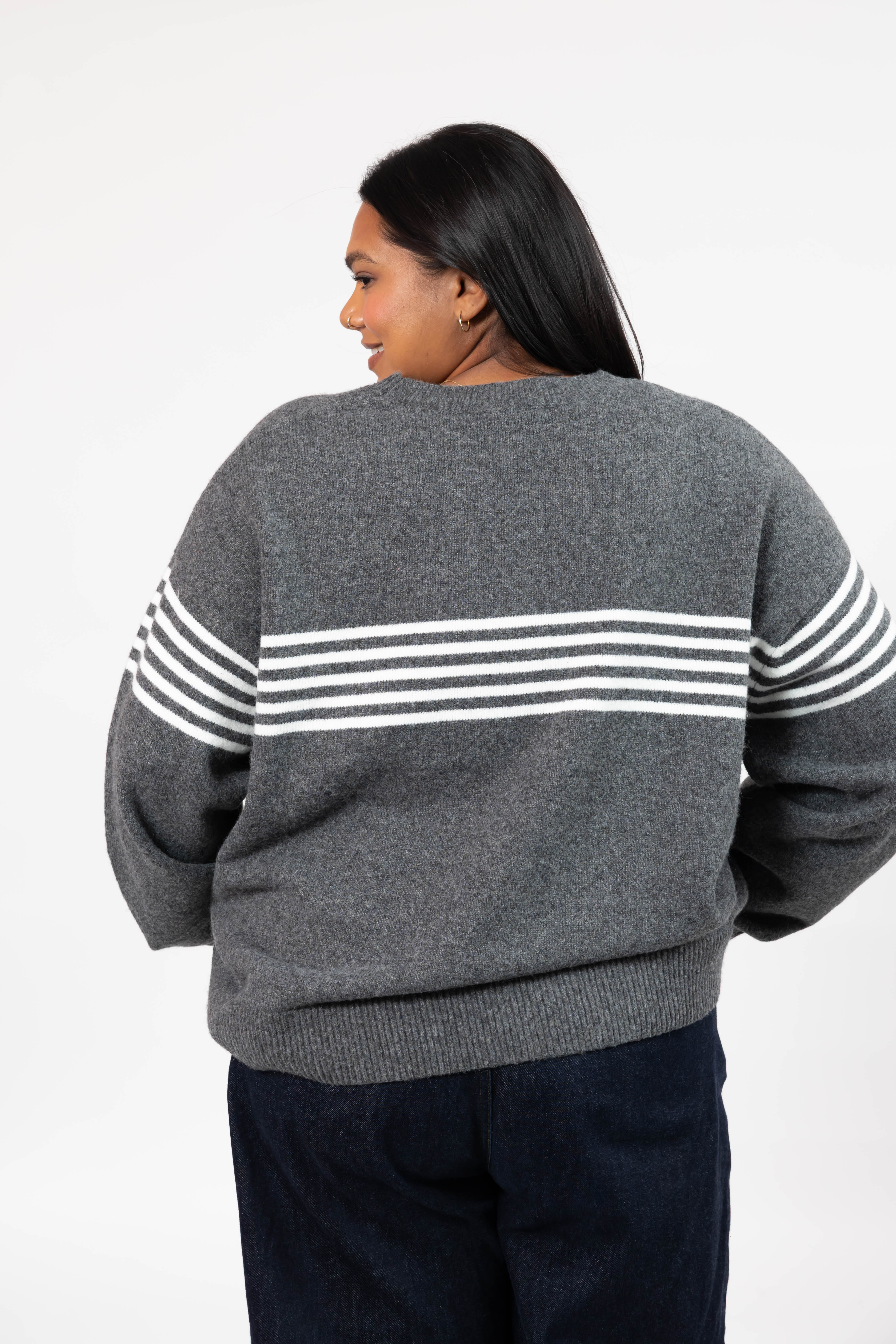 Apres Sweater in Grey/White Stripe