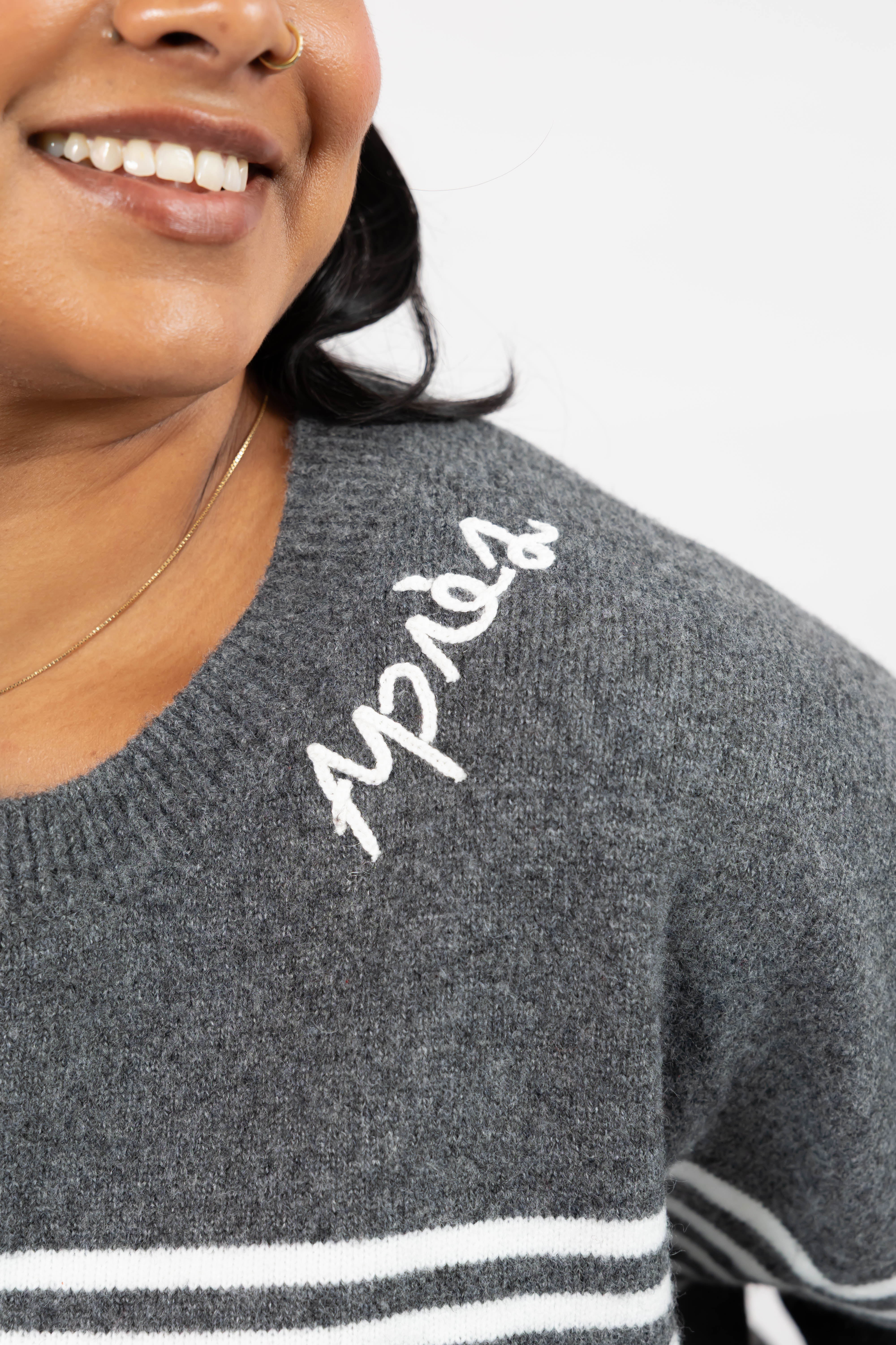 Apres Sweater in Grey/White Stripe