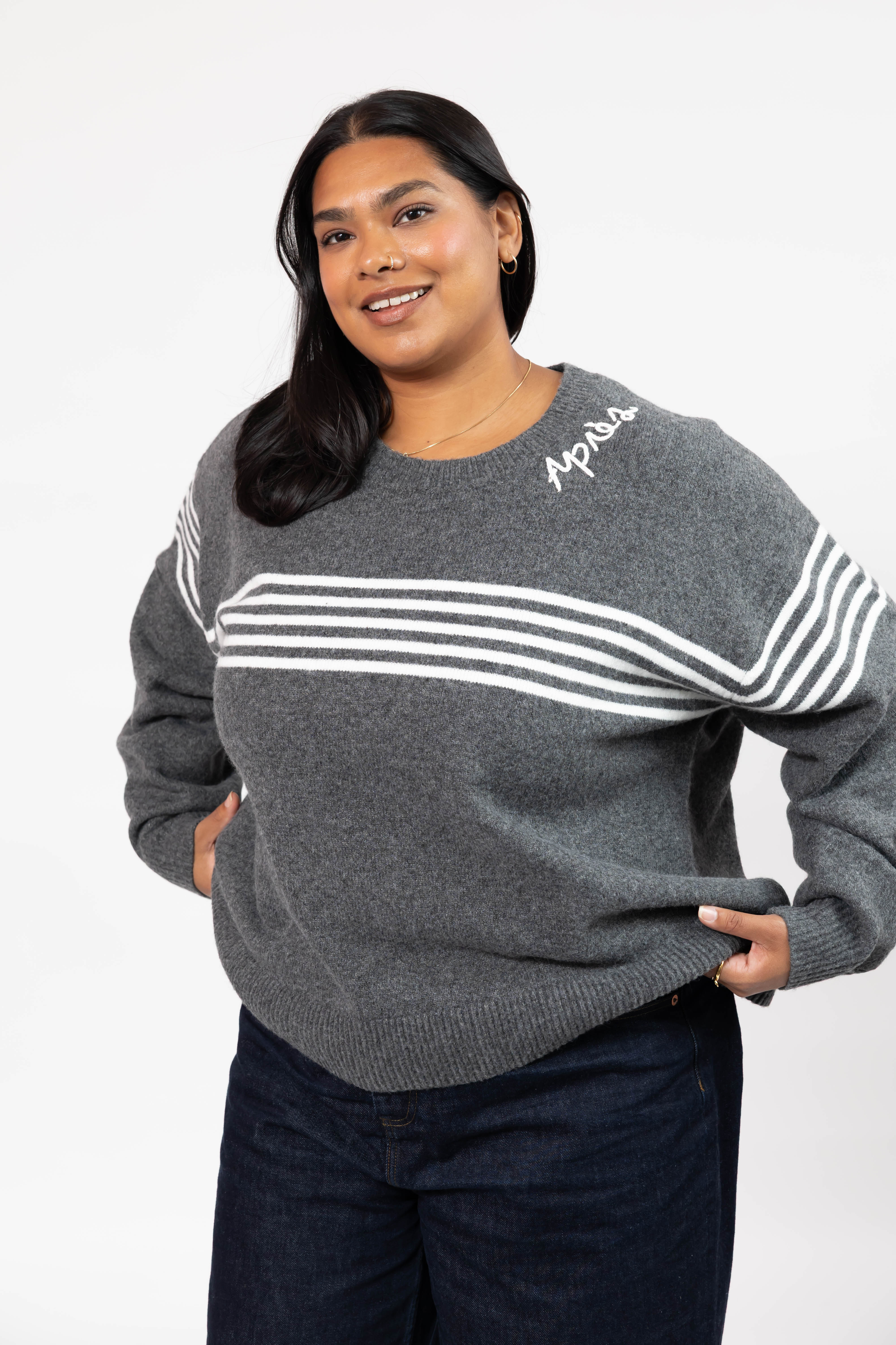 Apres Sweater in Grey/White Stripe