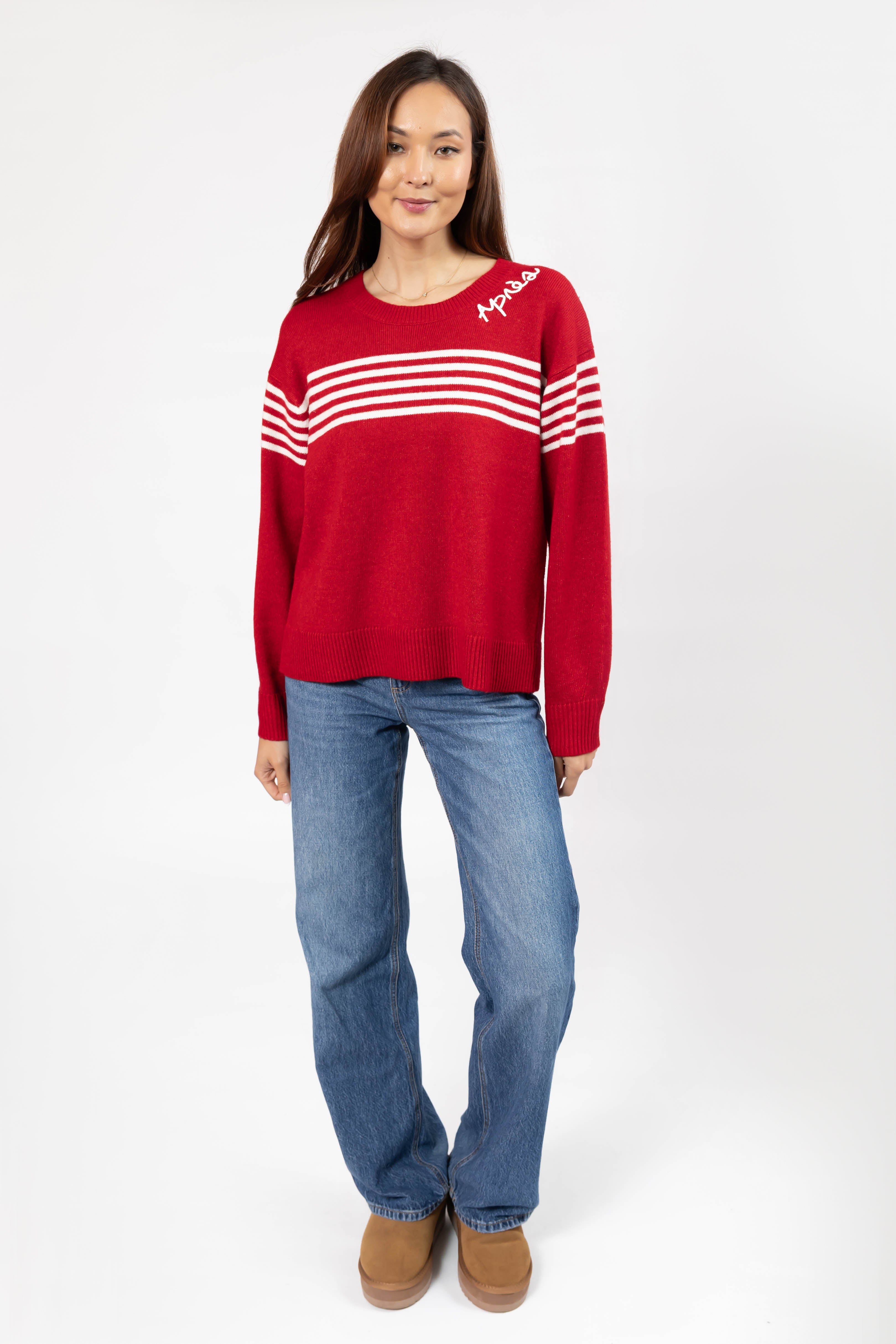 Apres Sweater in Red/Ivory