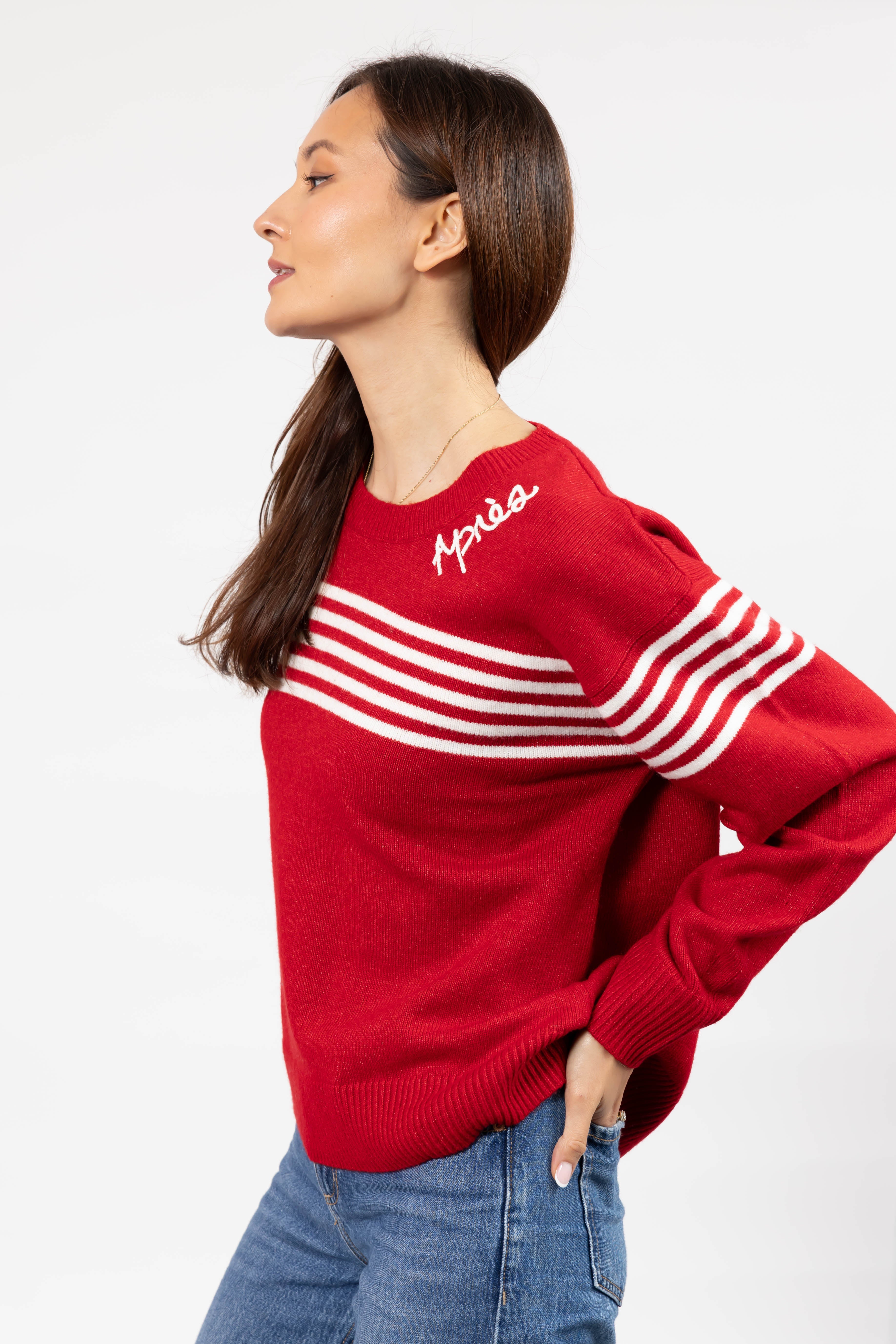 Apres Sweater in Red/Ivory