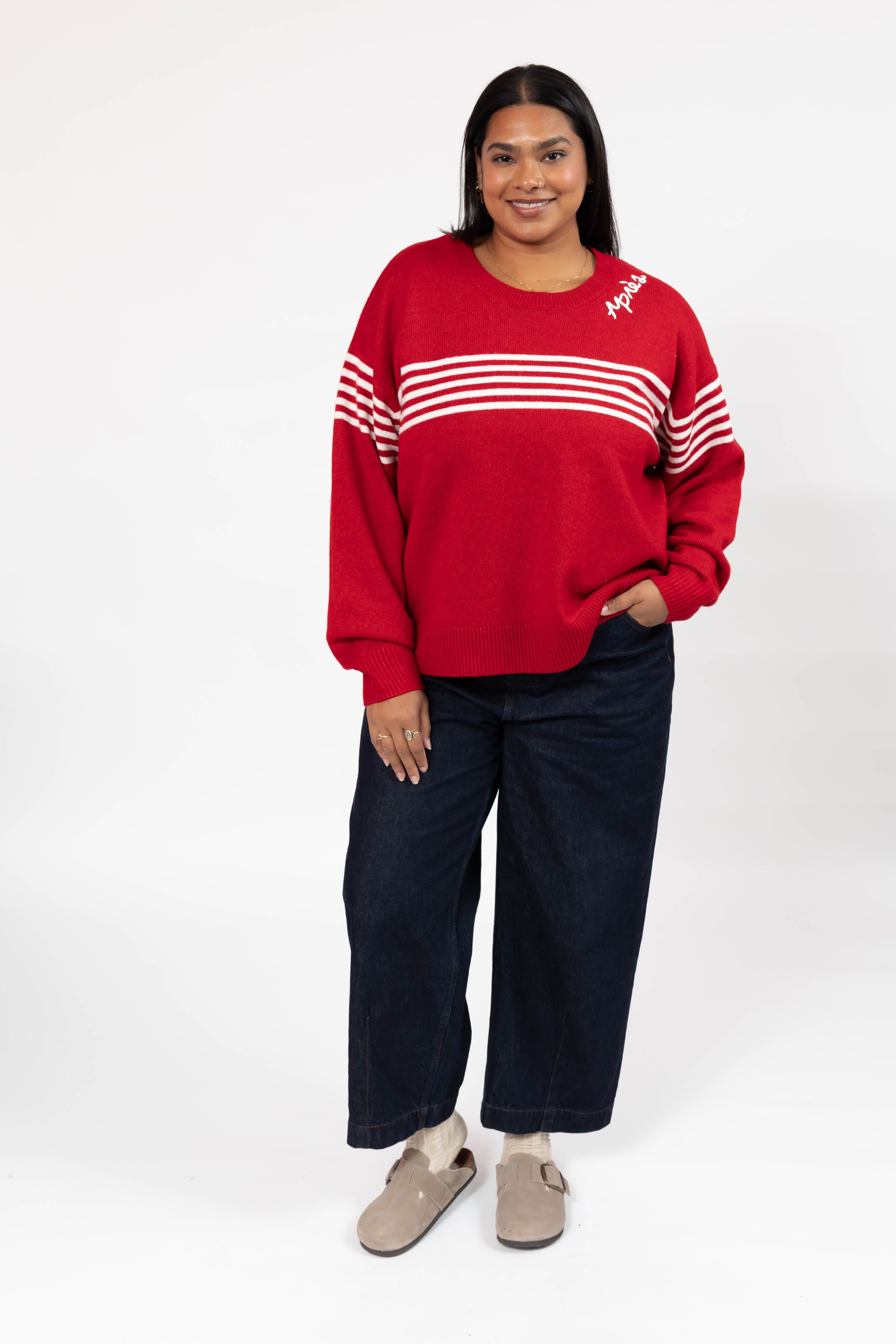 Apres Sweater in Red/Ivory