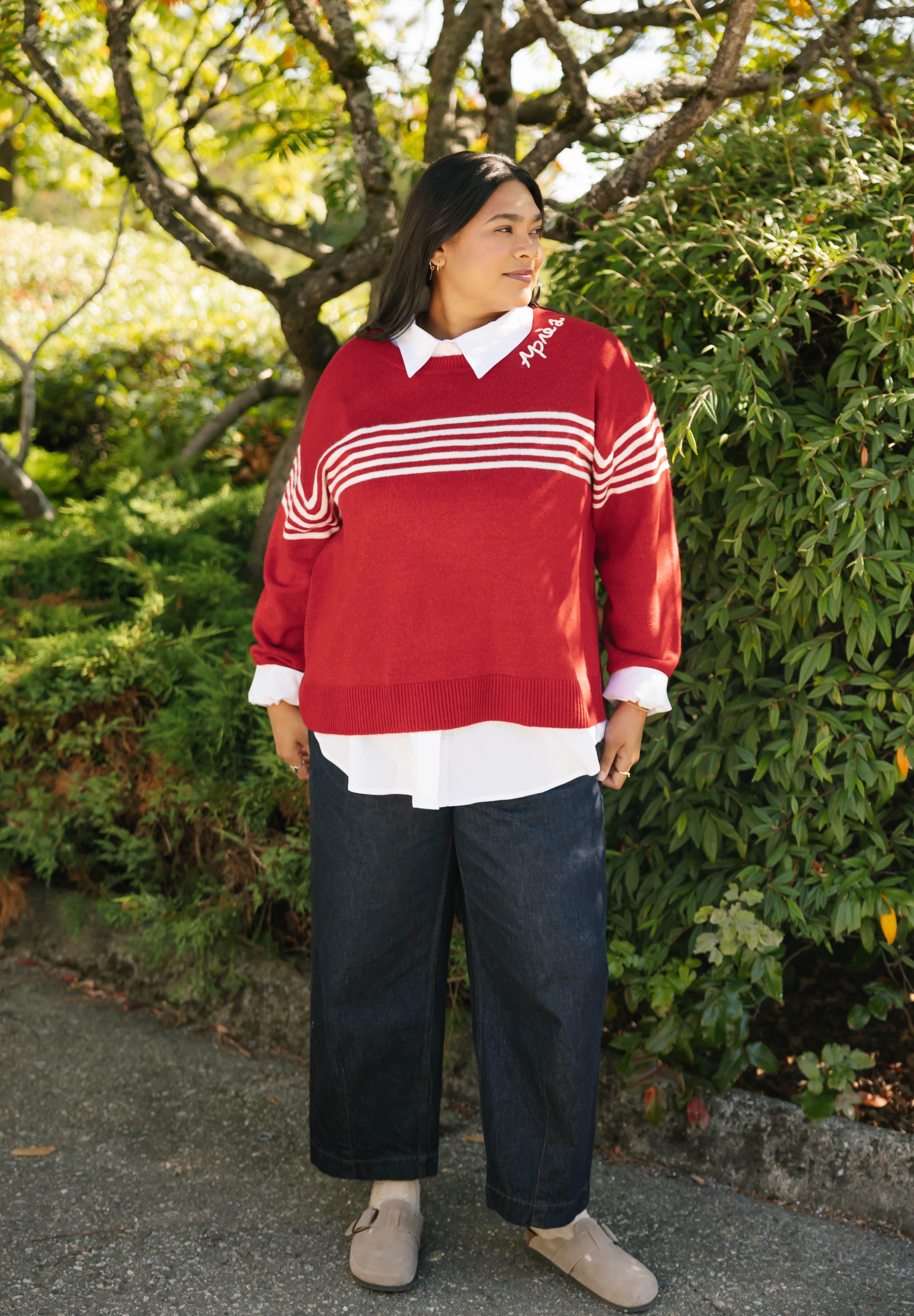 Apres Sweater in Red/Ivory