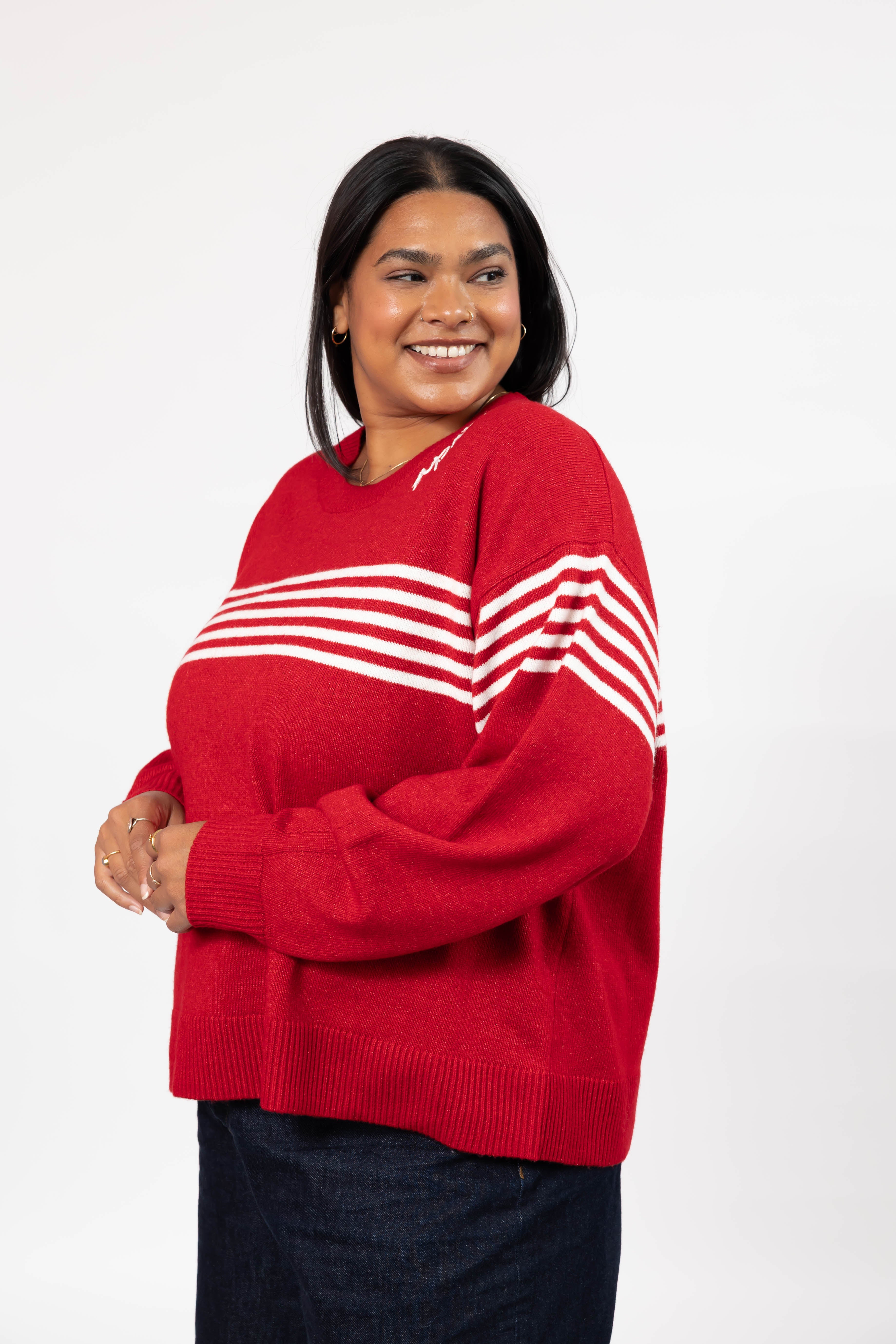 Apres Sweater in Red/Ivory