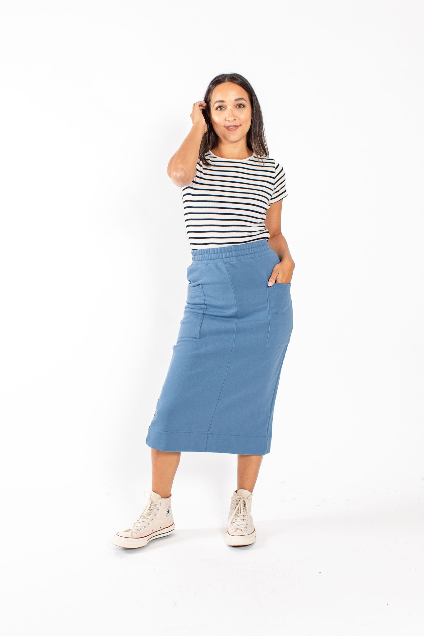 Avery Midi Skirt in Coronet Blue