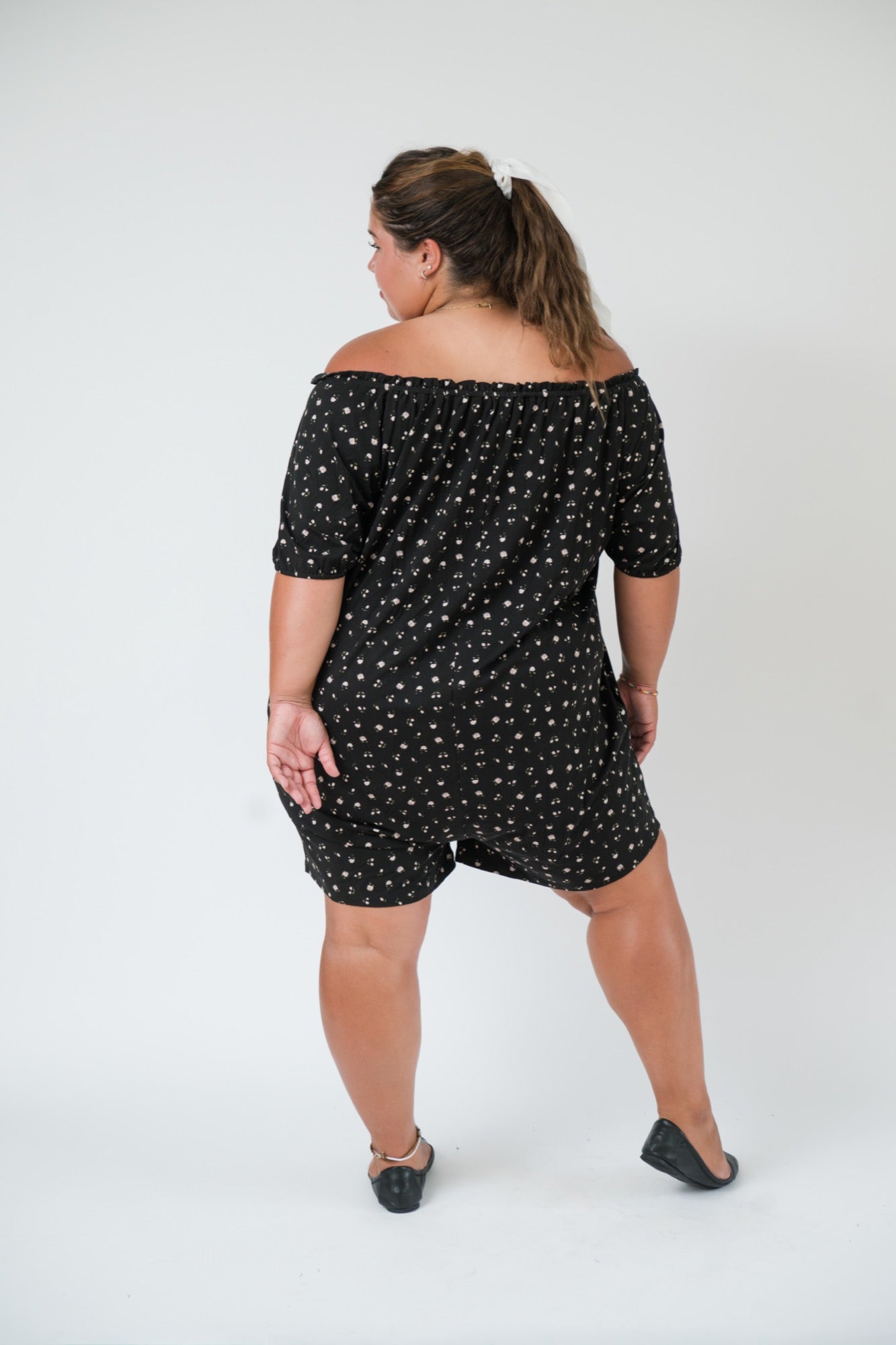 Babydoll Romper in Black Floral