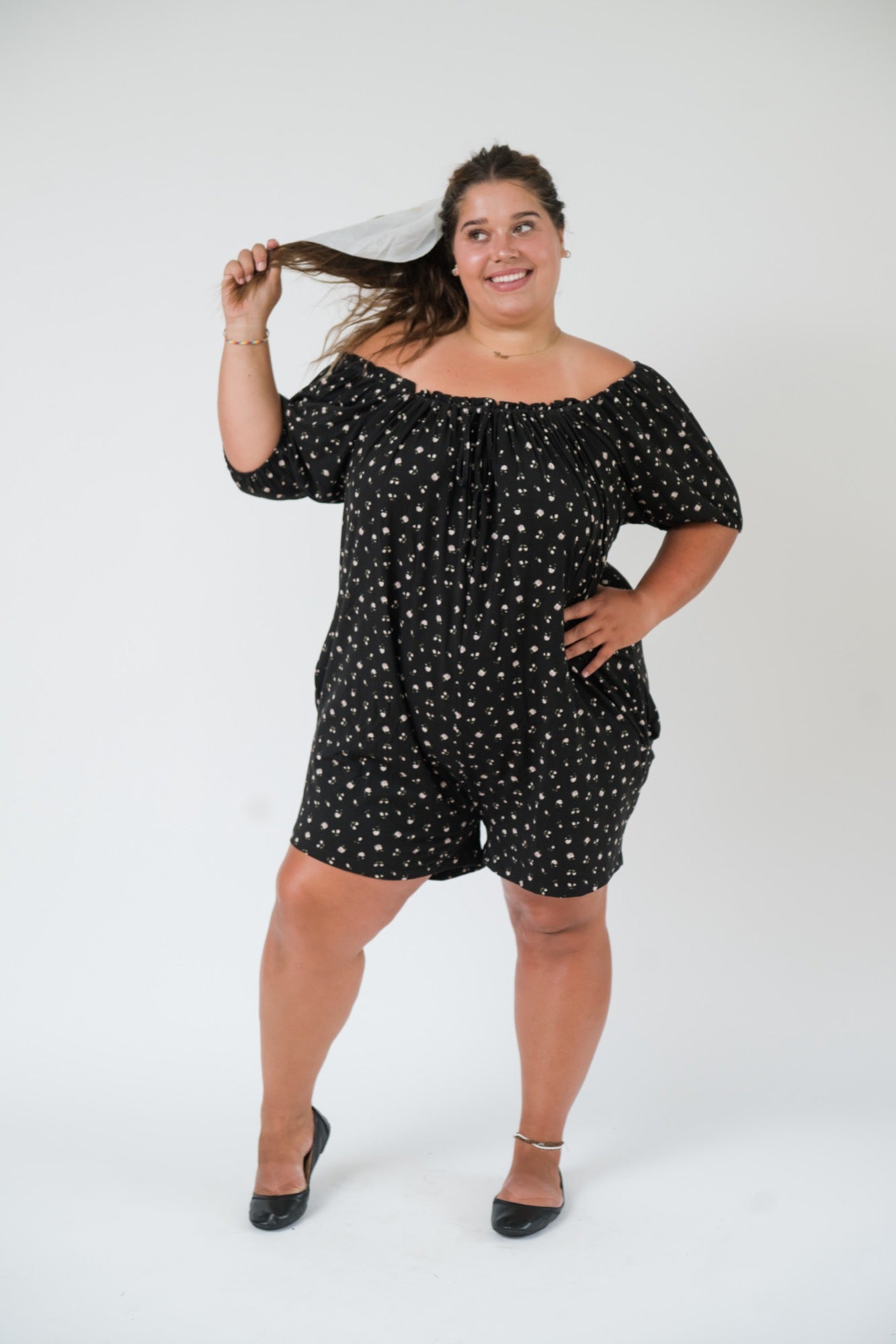 Babydoll Romper in Black Floral