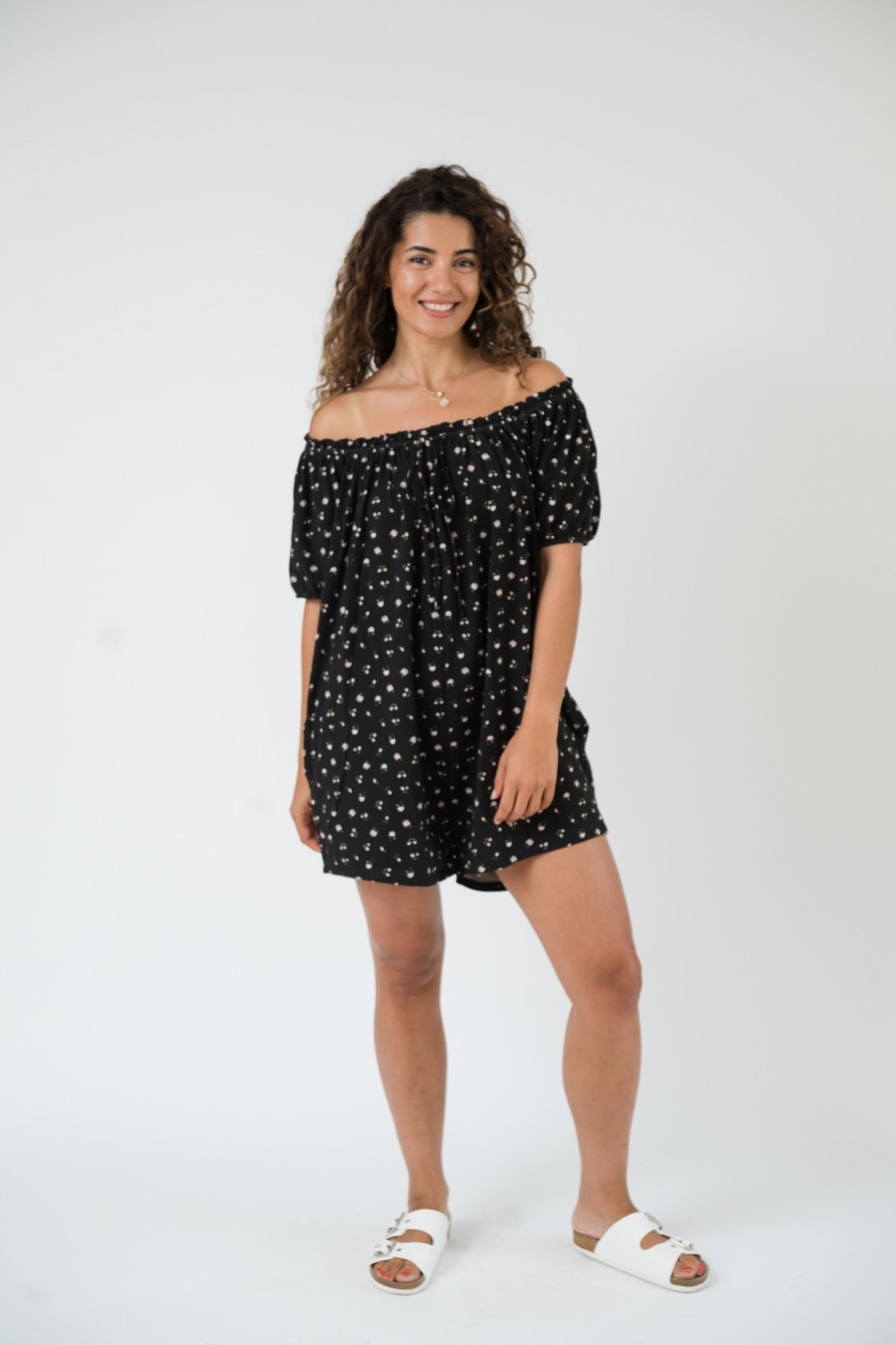 Babydoll Romper in Black Floral