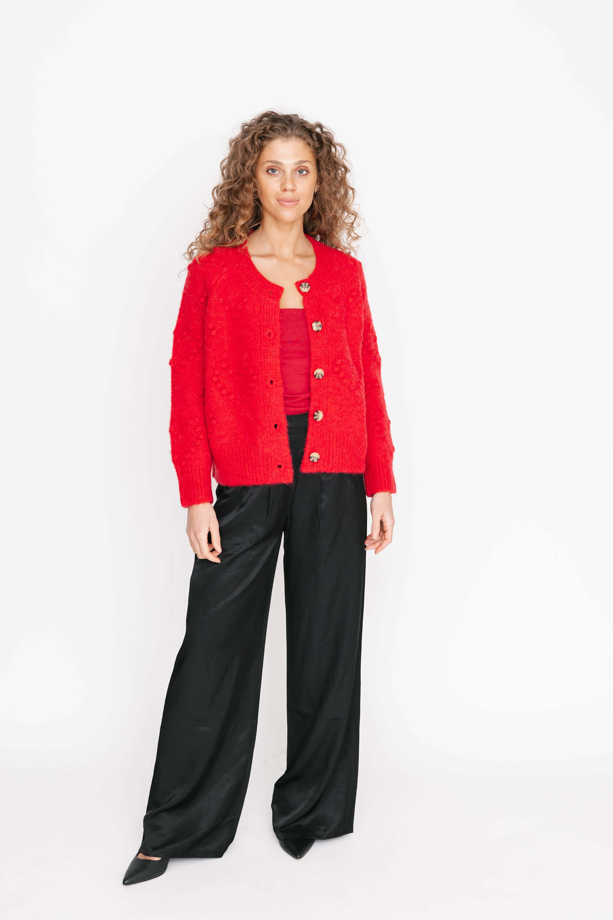 Smash + Tess Bea Bobble Cardigan in Ruby Red