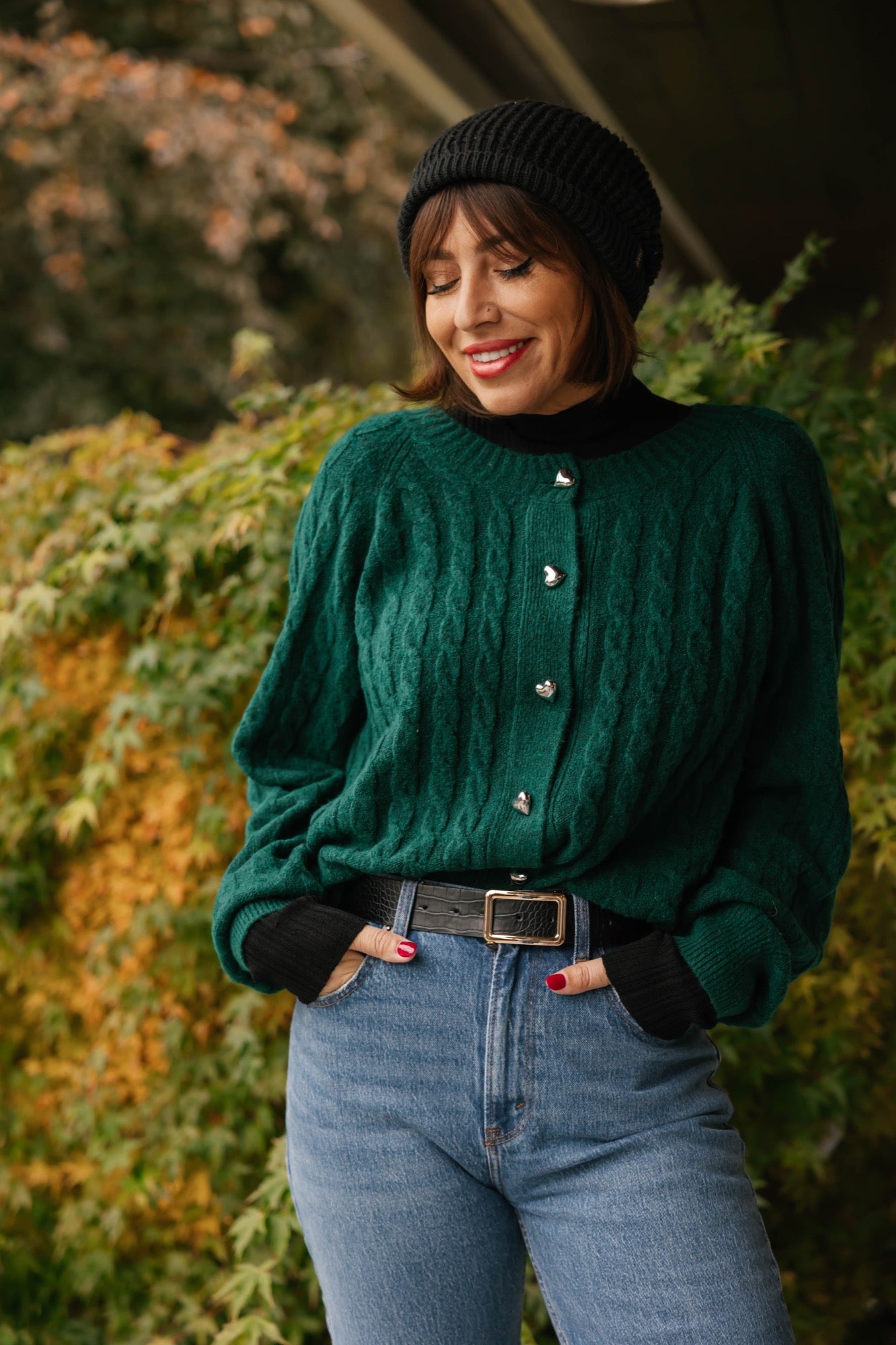 Bella Cardigan in Holiday Green