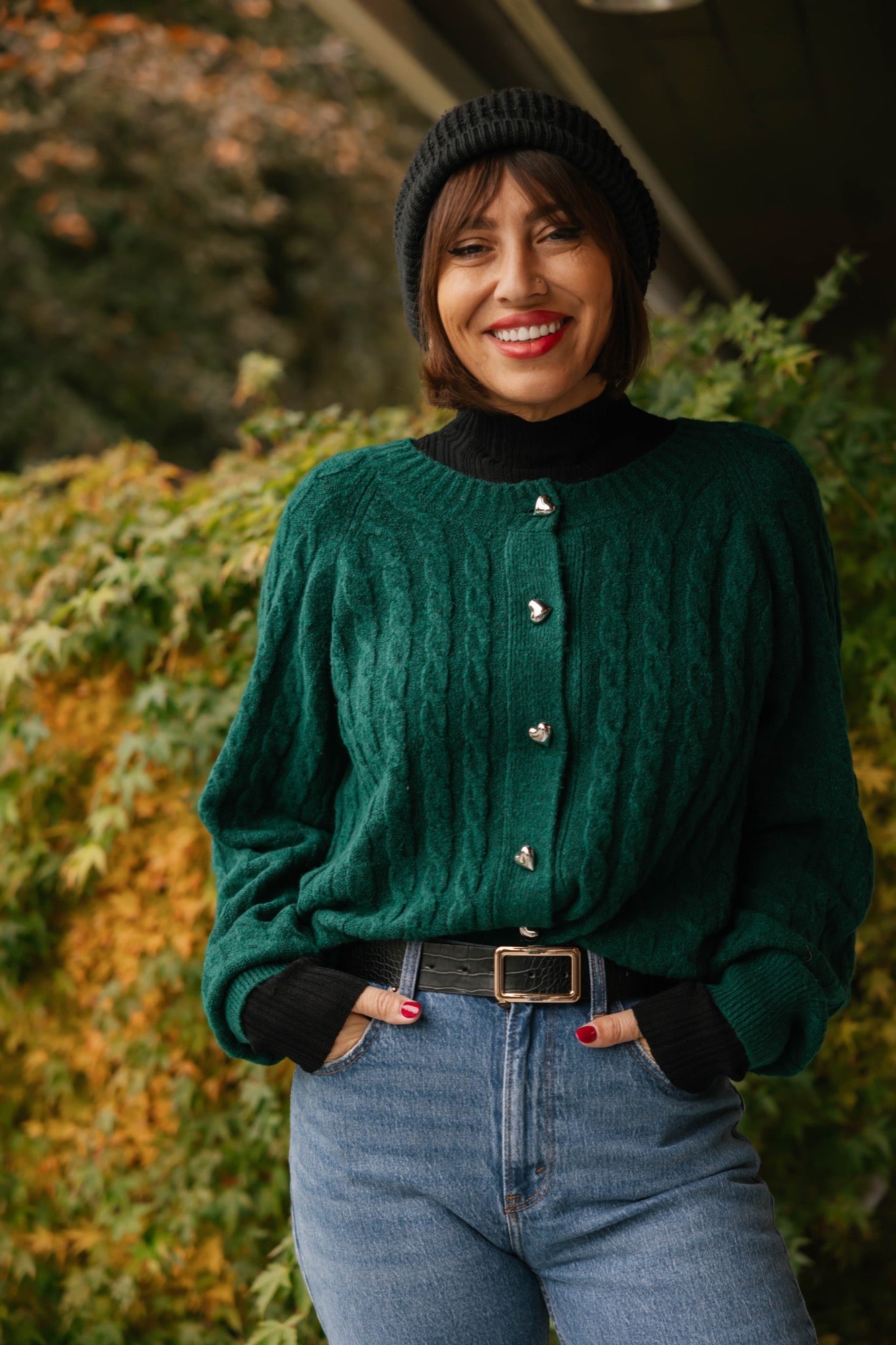 Bella Cardigan in Holiday Green