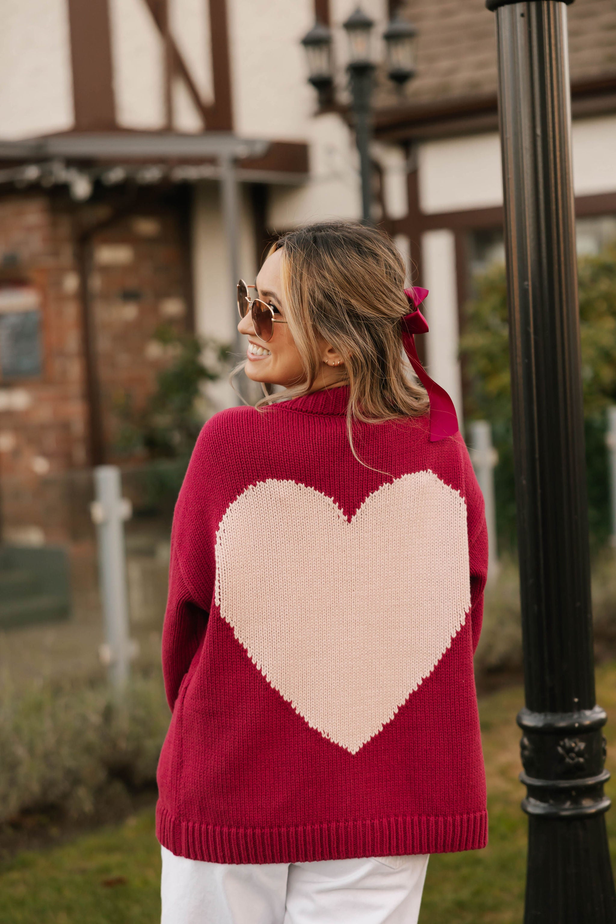 Big Heart Cardigan in Berry + Pink