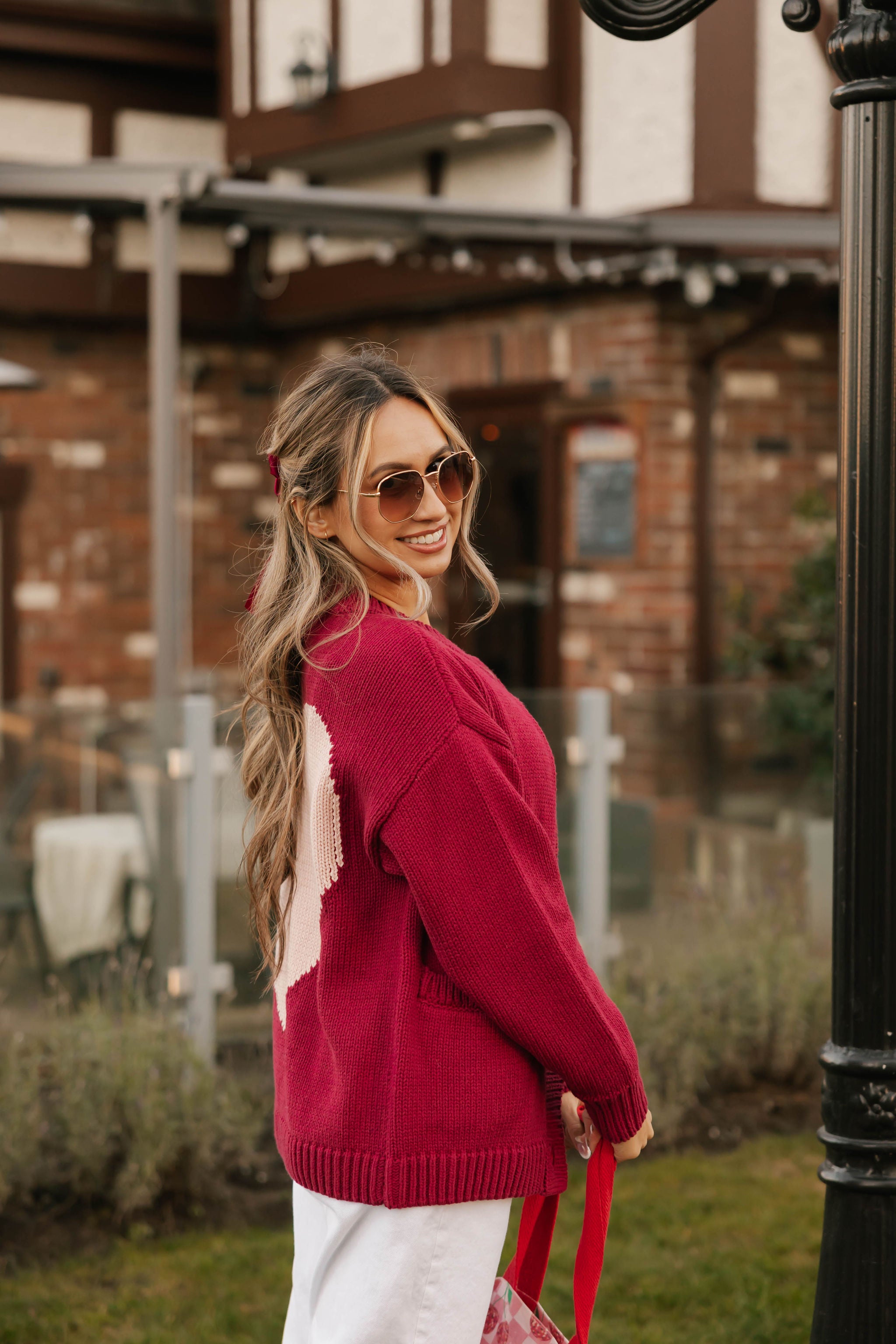 Big Heart Cardigan in Berry + Pink