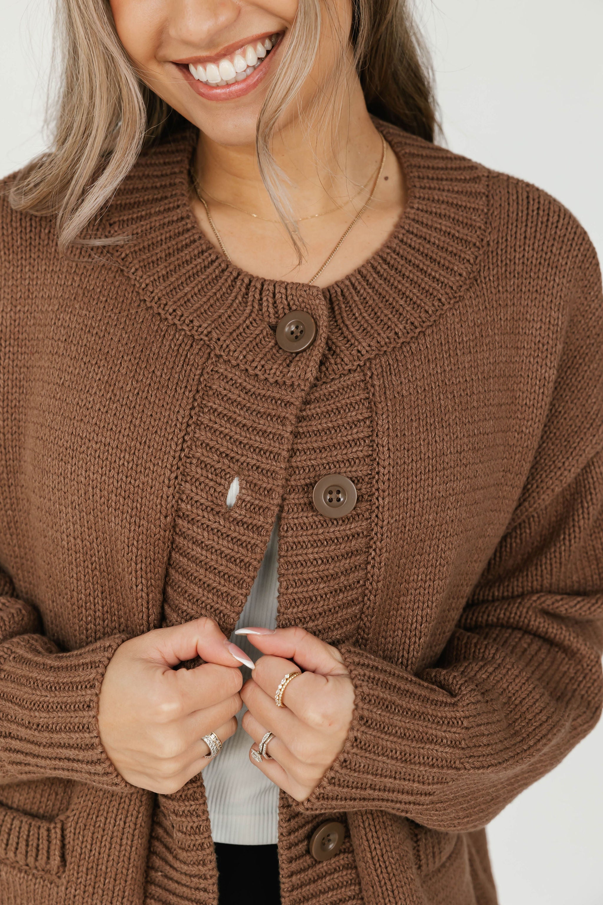 Big Heart Cardigan in Chocolate Brown + Cream