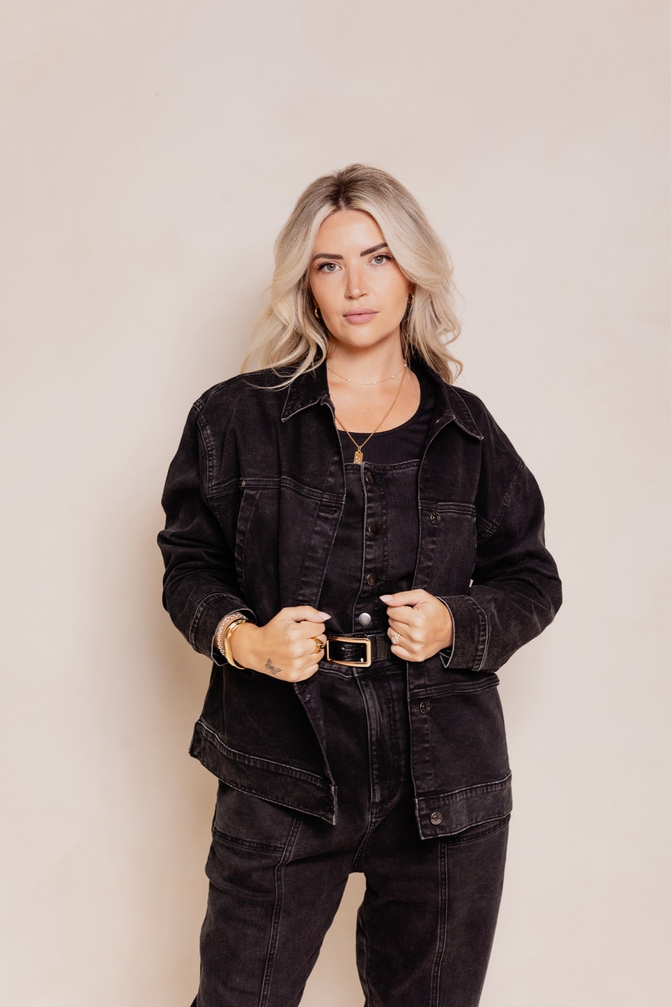 Billie Jean Jacket in Black Wash Denim