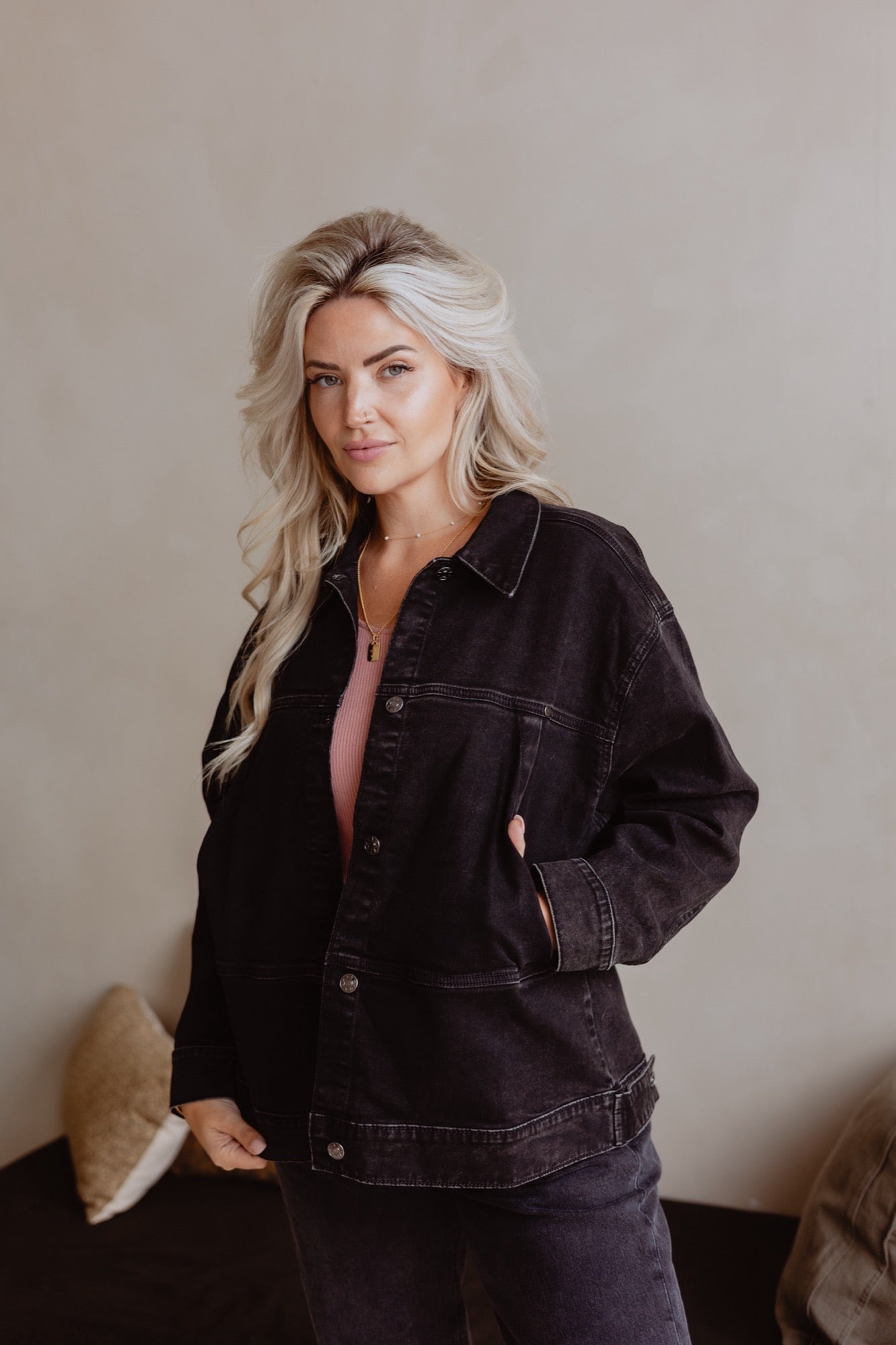 Billie Jean Jacket in Black Wash Denim