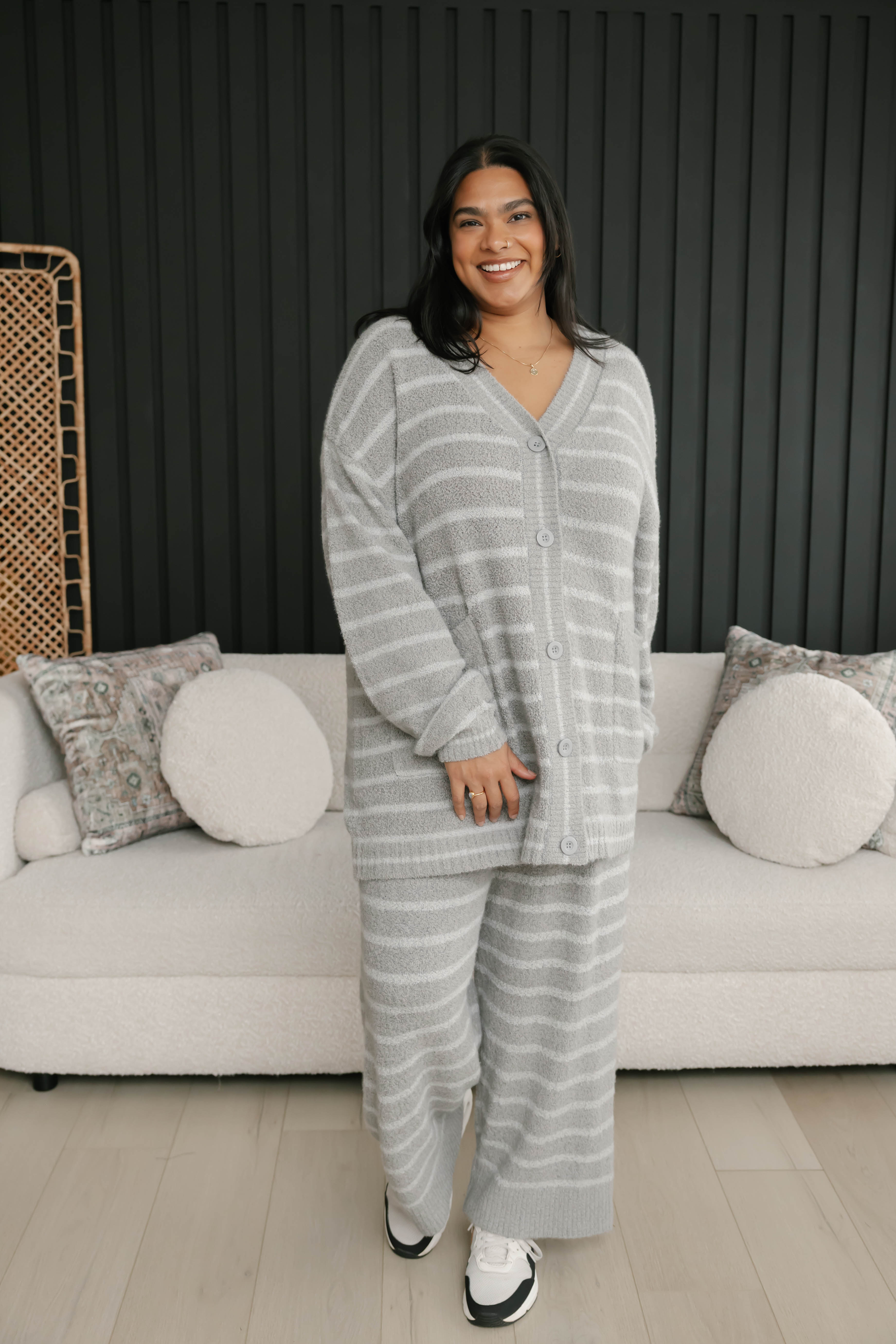 Bonnie Boucle Pant in Grey Stripe