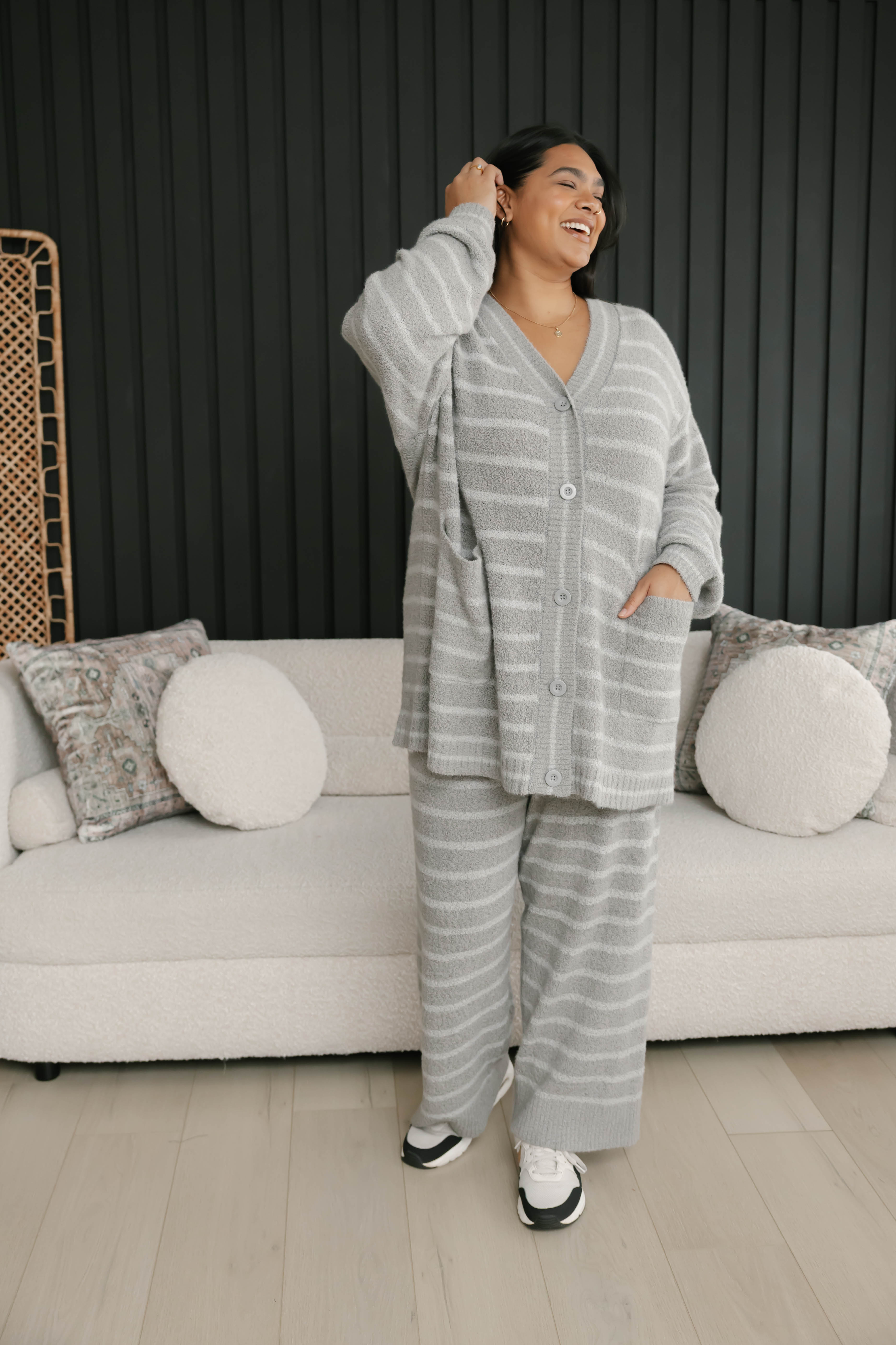 Bonnie Boucle Pant in Grey Stripe