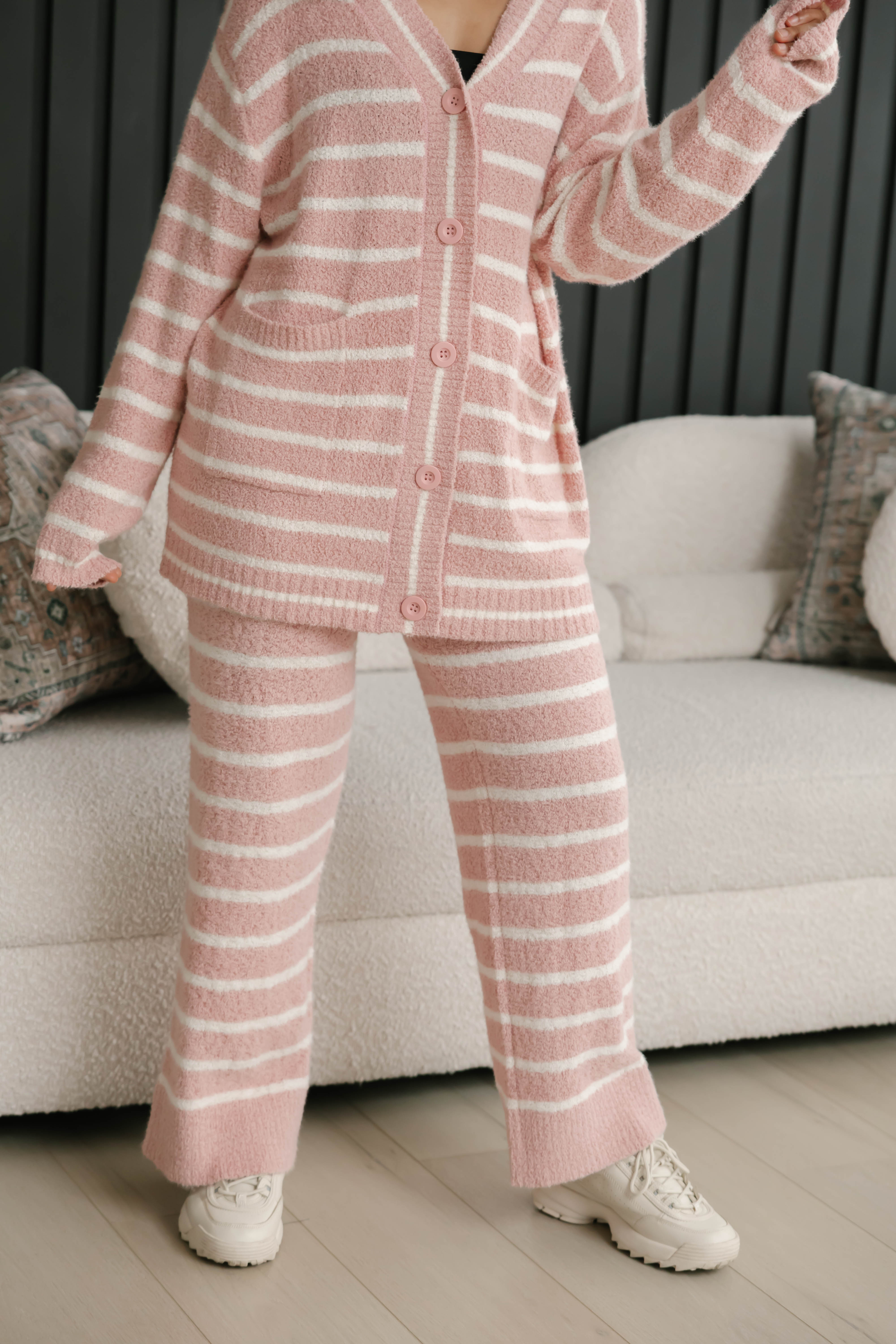 Bonnie Boucle Pant in Pink/Cream Stripe
