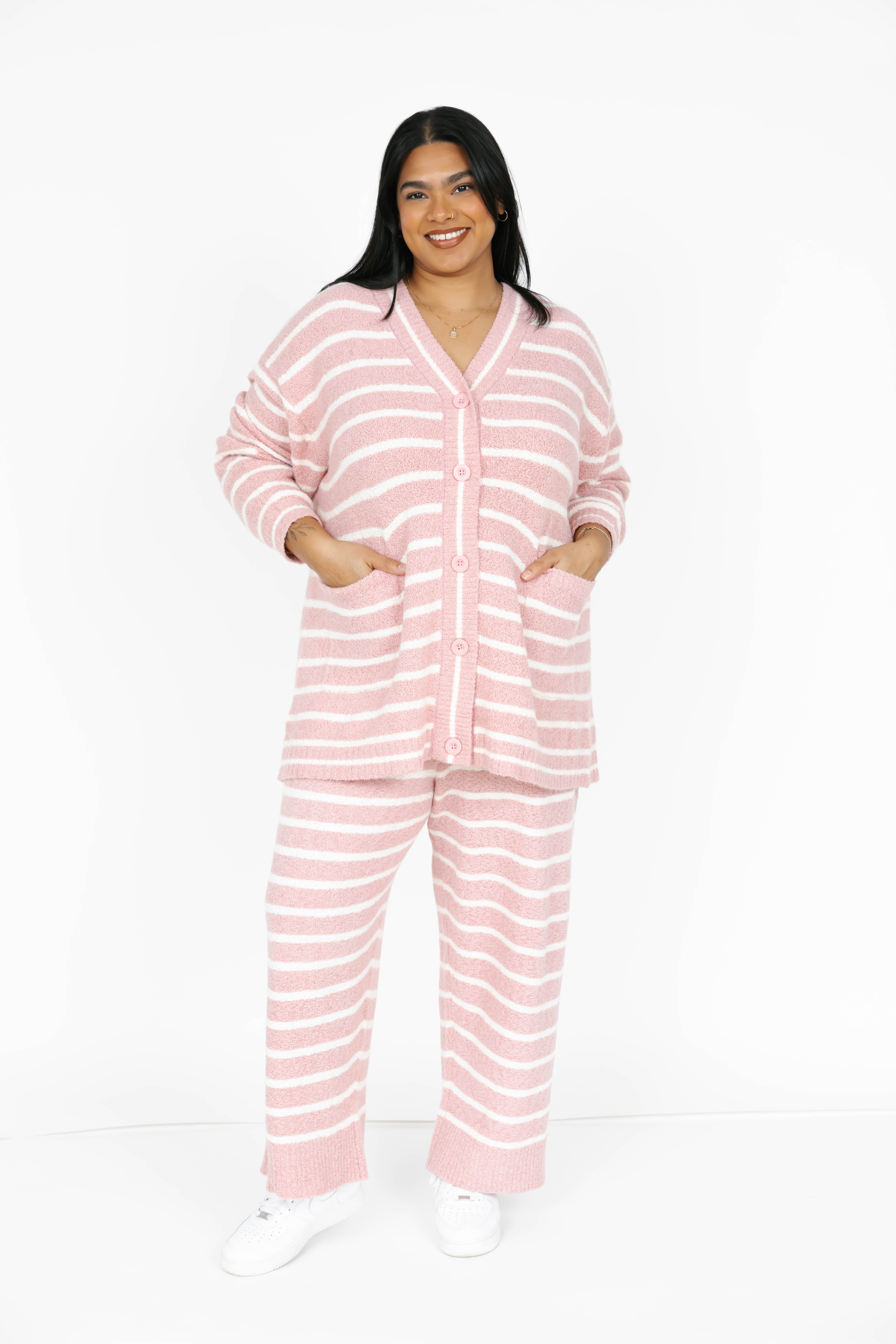 Bonnie Boucle Pant in Pink/Cream Stripe