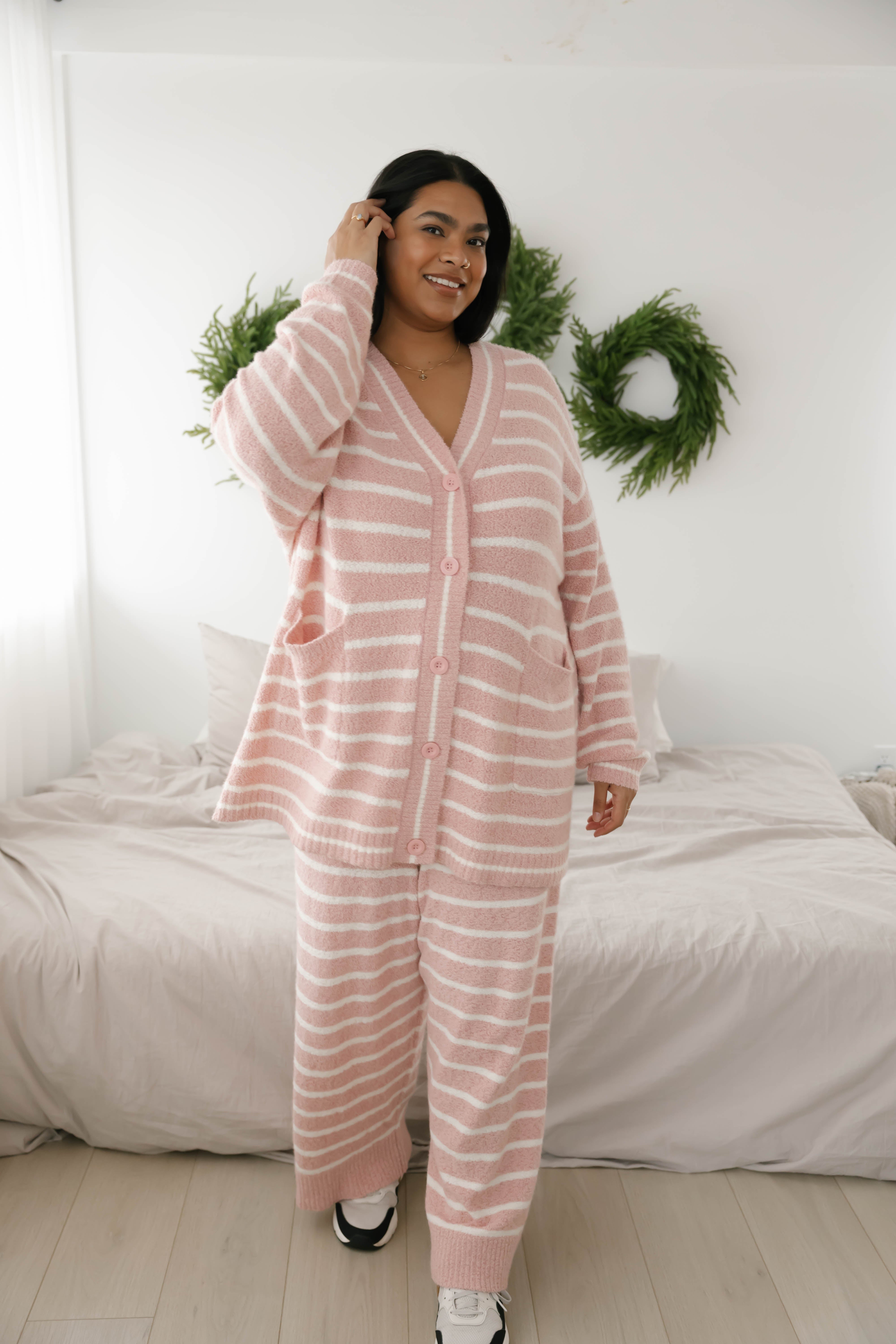 Bonnie Boucle Pant in Pink/Cream Stripe