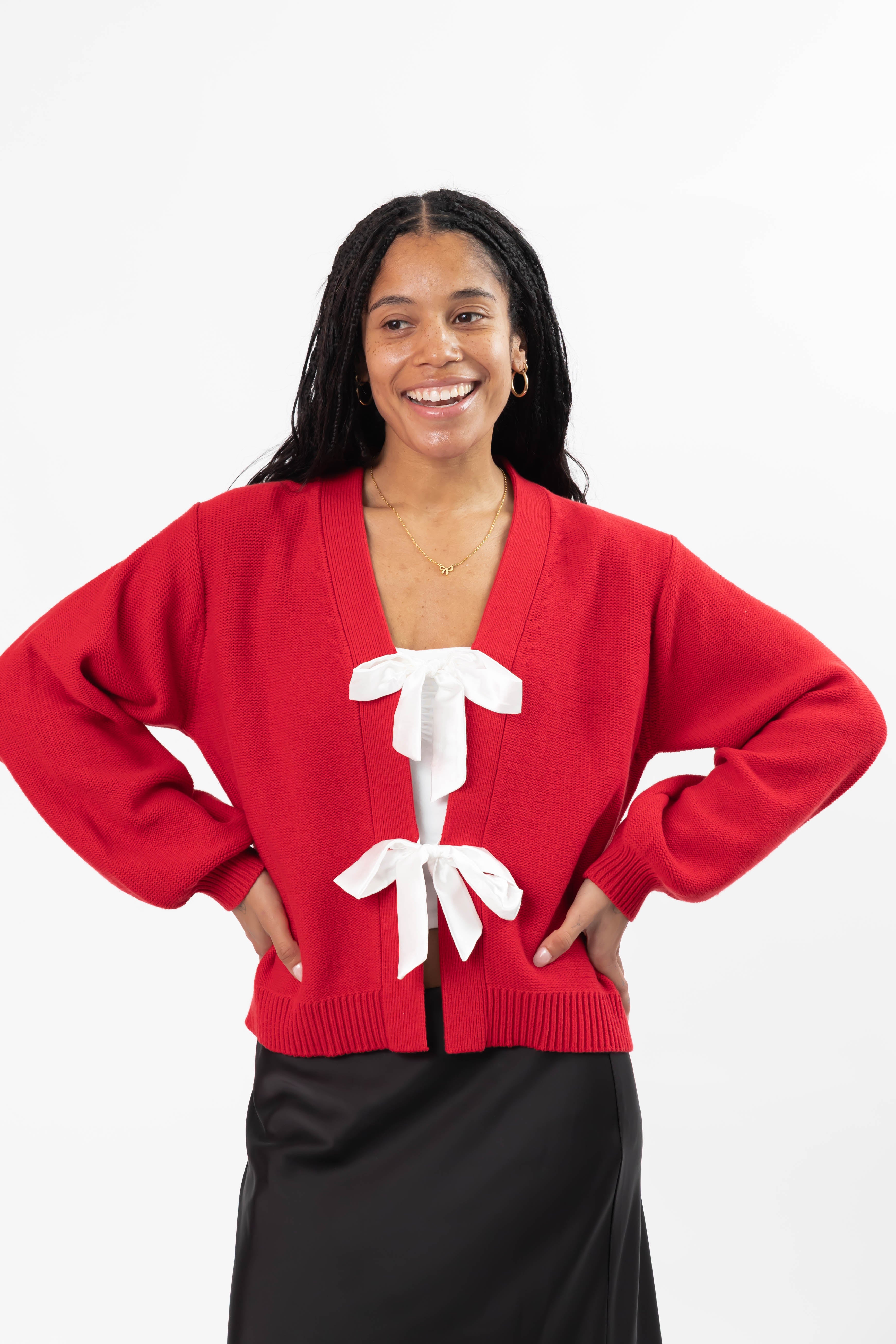 S+T x Fallon Farinacci Holiday Bow Box in Red/Cream