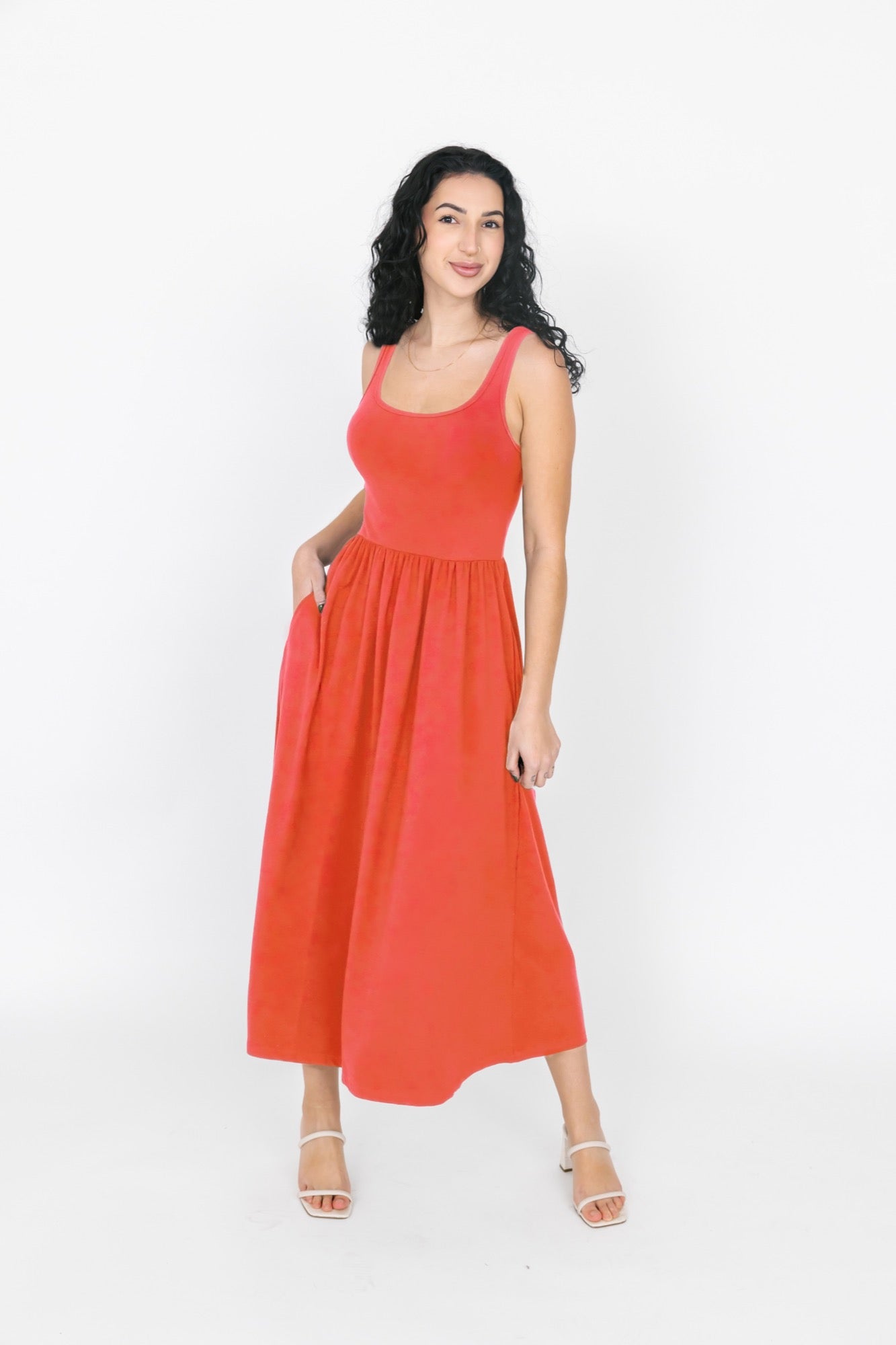 Camille Dress in Cool Coral