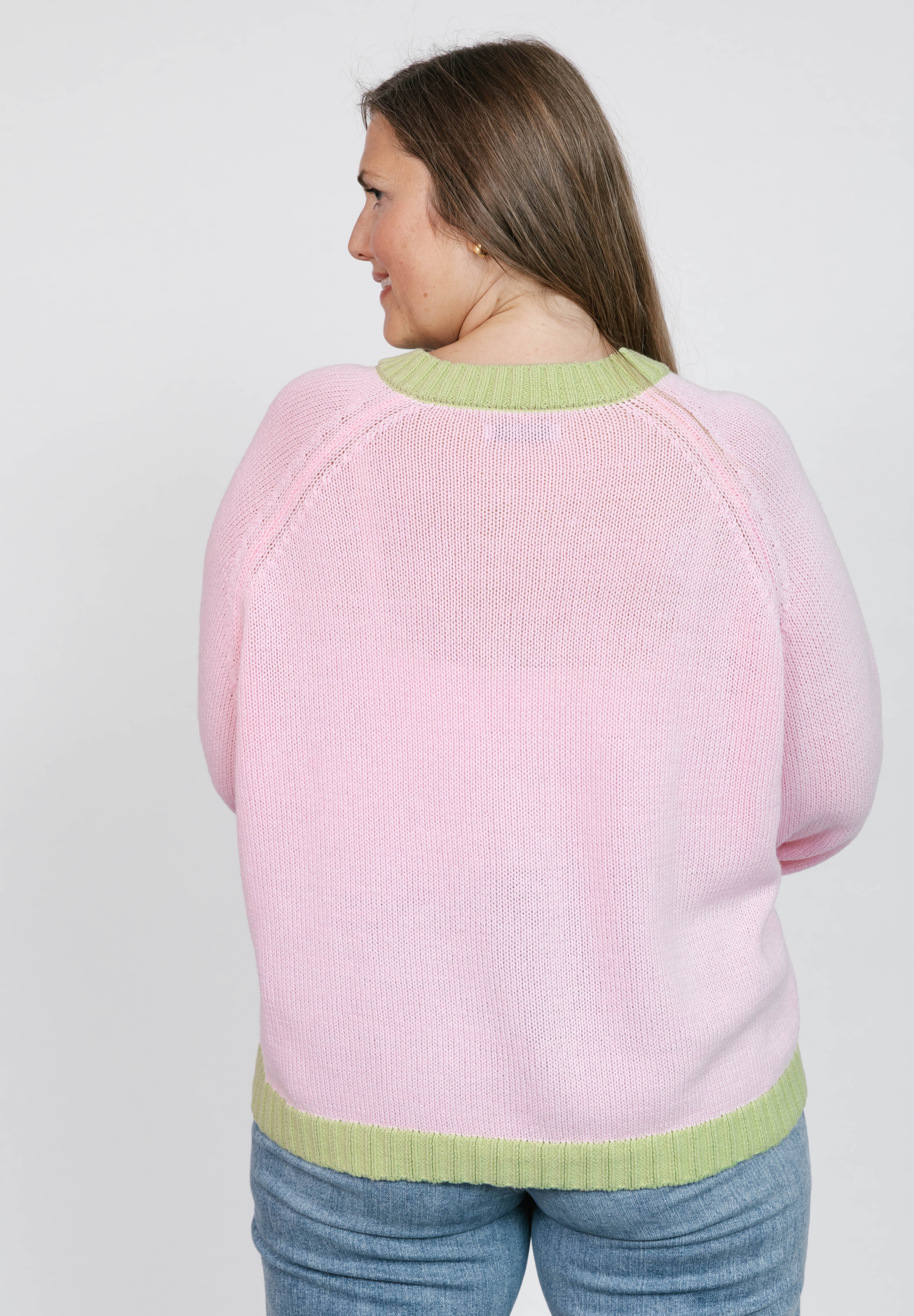 Cameron Colour Block Cardigan in Pink/Green